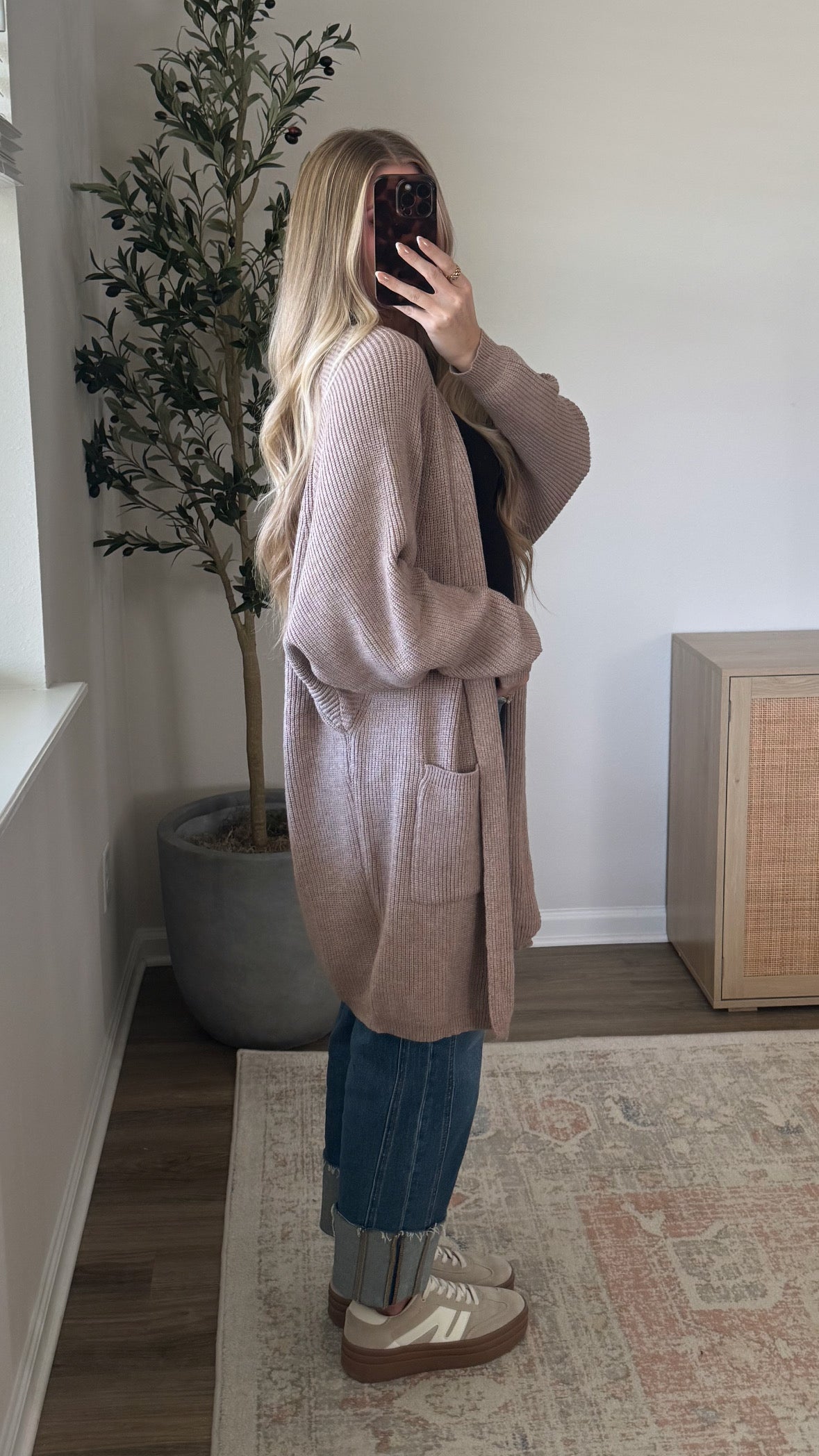 Longline Cloud Cardigan / Taupe