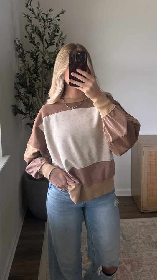 Neutral Colorblock Pullover