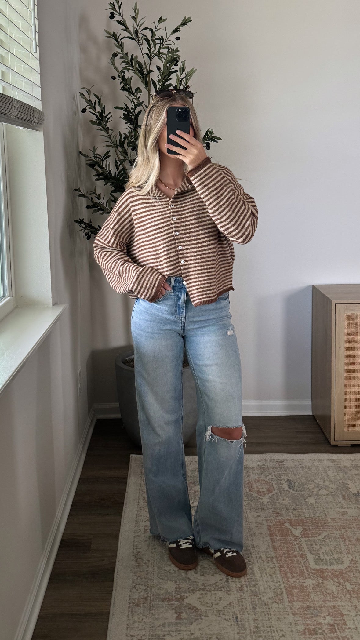 Bailey Striped Cardigan / Brown