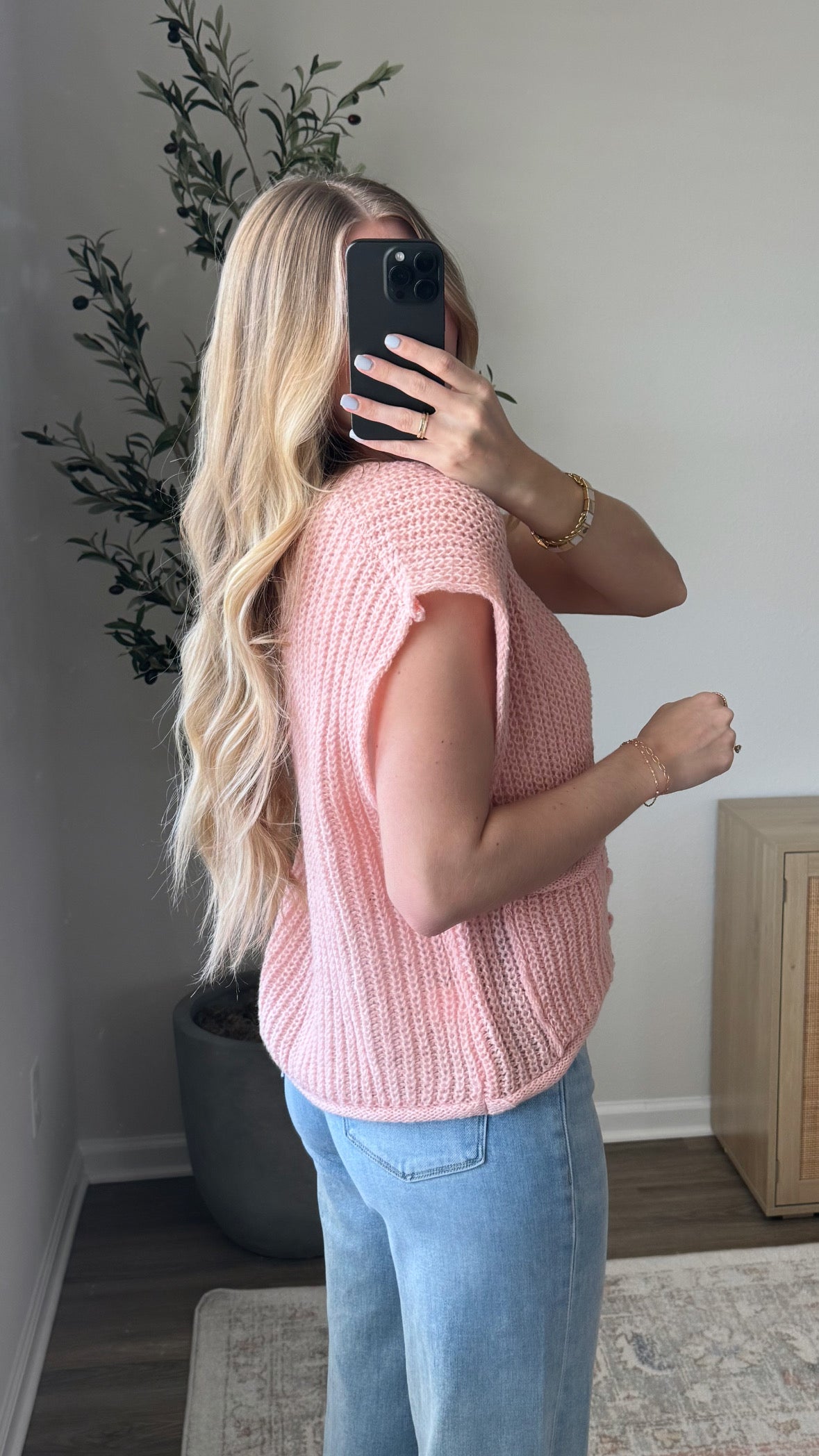 Chunky Knit Sweater Vest / Pink