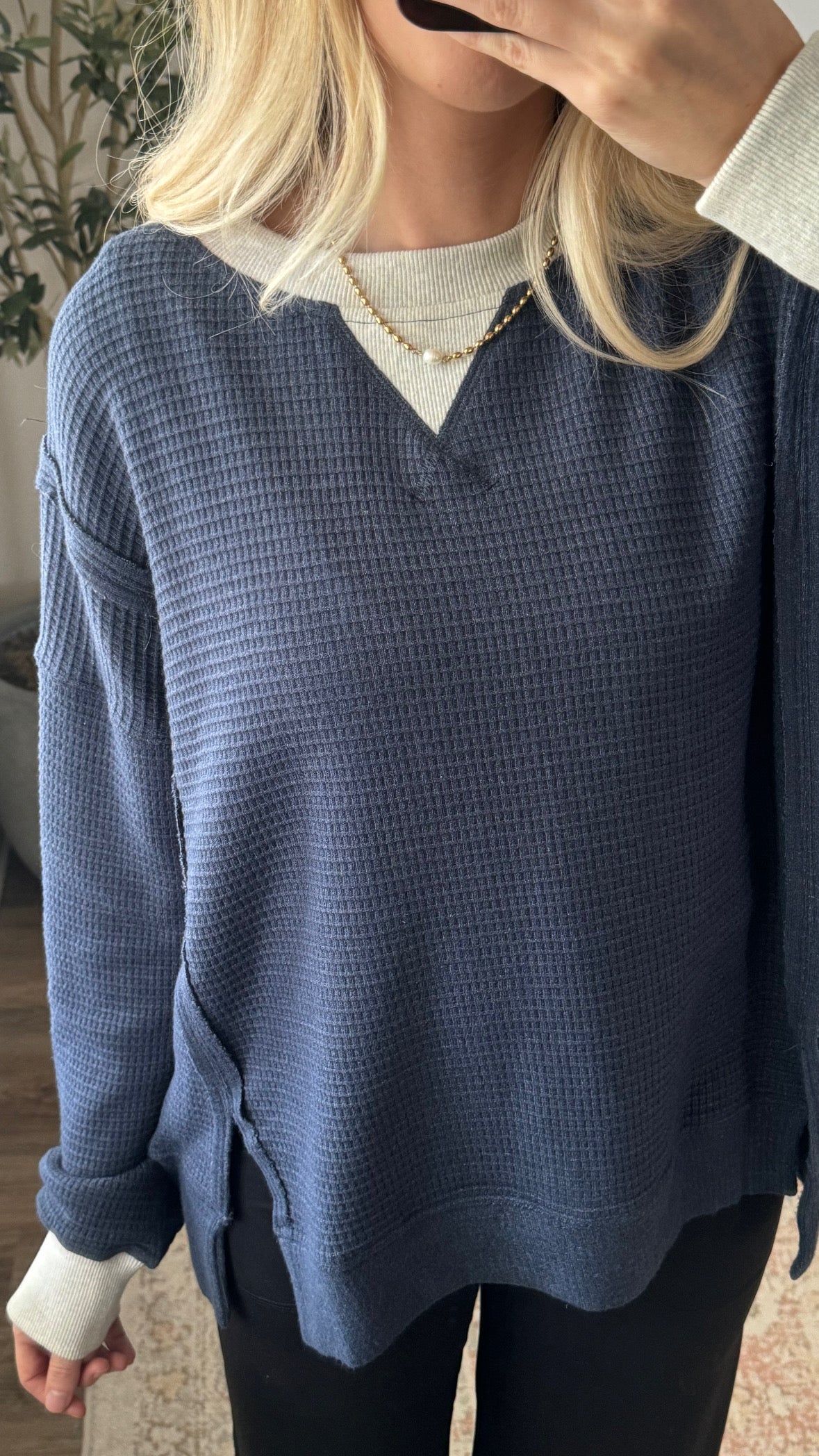 Brushed Thermal Pullover / Navy Blue