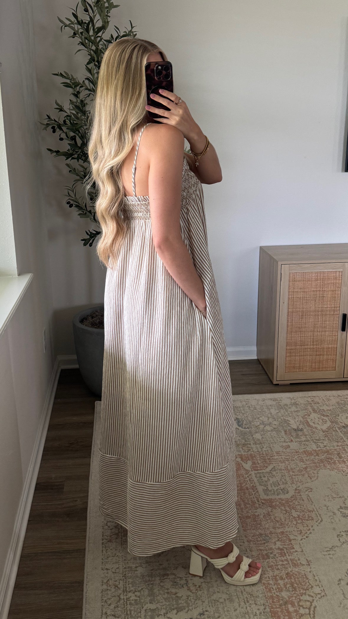 Marina Striped Maxi Dress / Natural