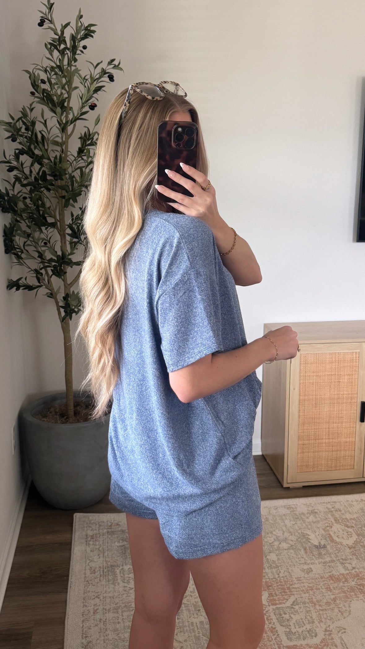 Lux Lounge Shorts Set / Navy Blue