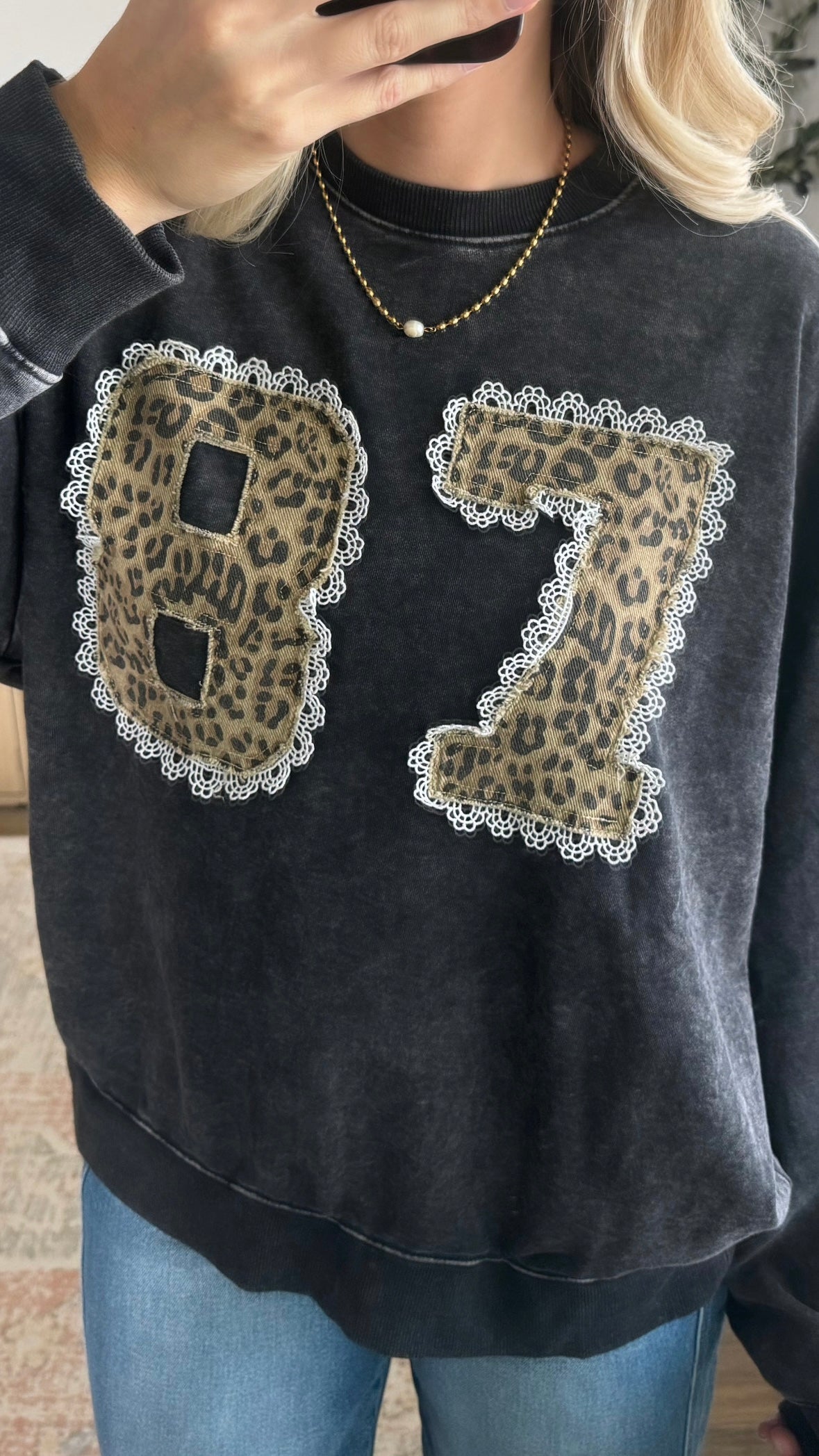 87 Leopard Patch Sweatshirt