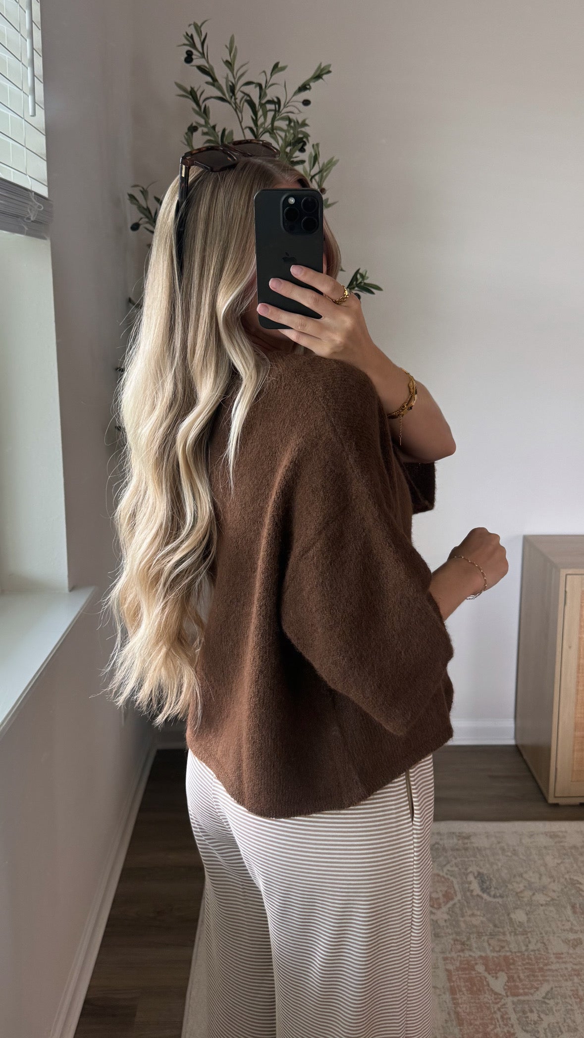 Short Sleeve Cardigan / Brown - FINAL SALE