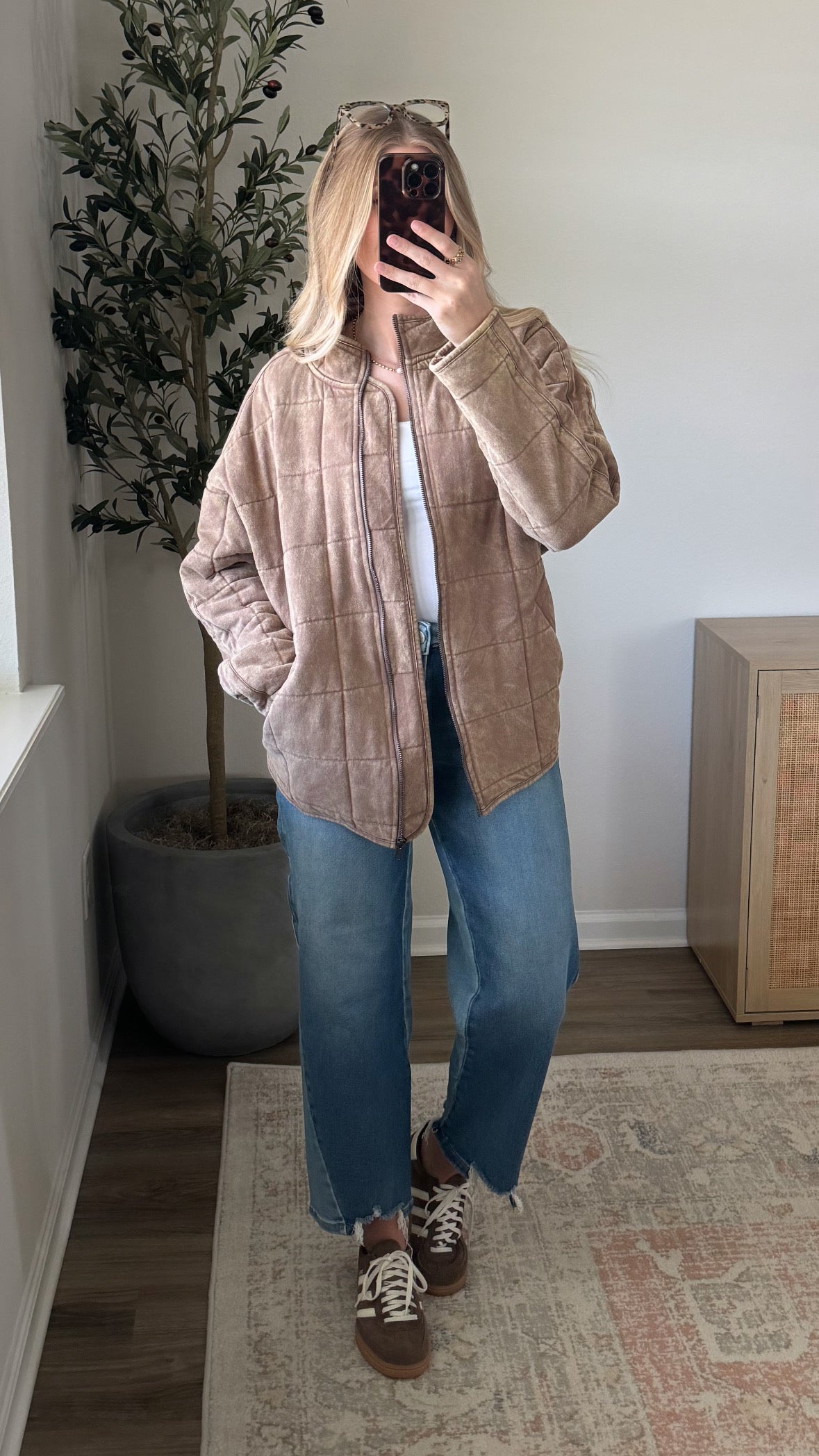 Oversized Quilted Jacket / Light Brown