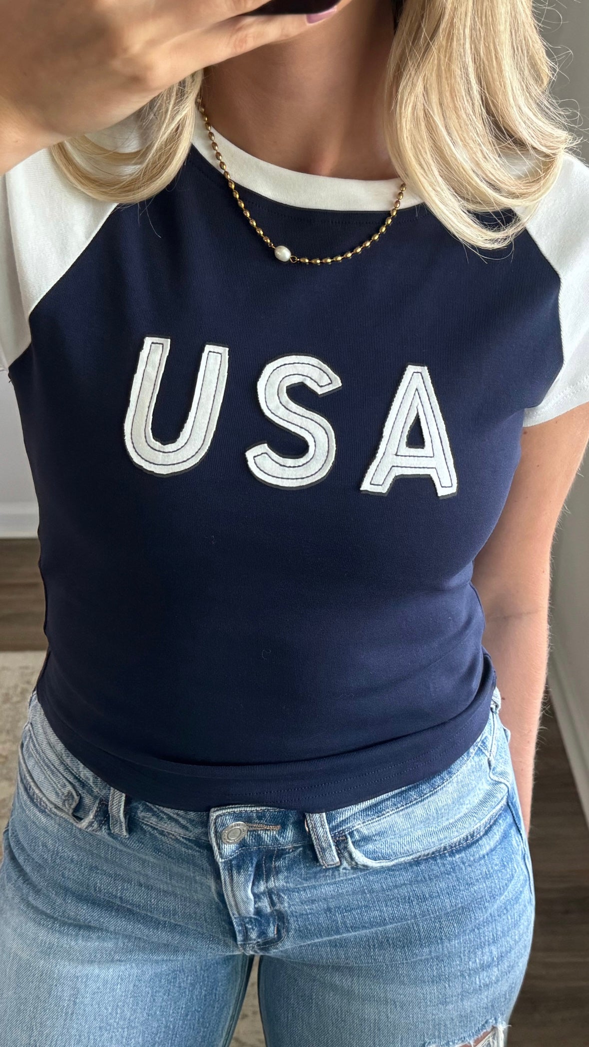 USA Raglan Tee / Navy Blue