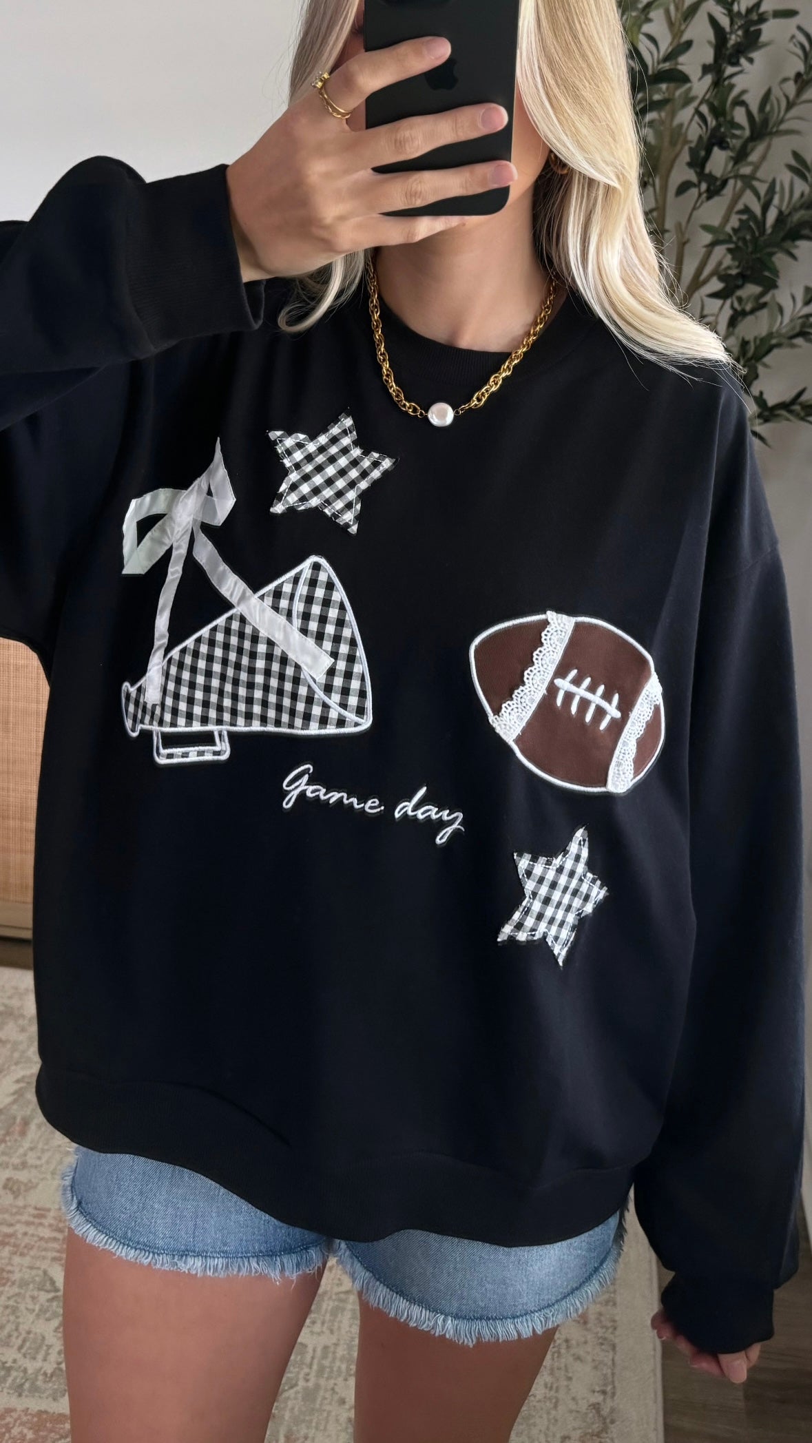 Game Day Patchwork Pullover / Black