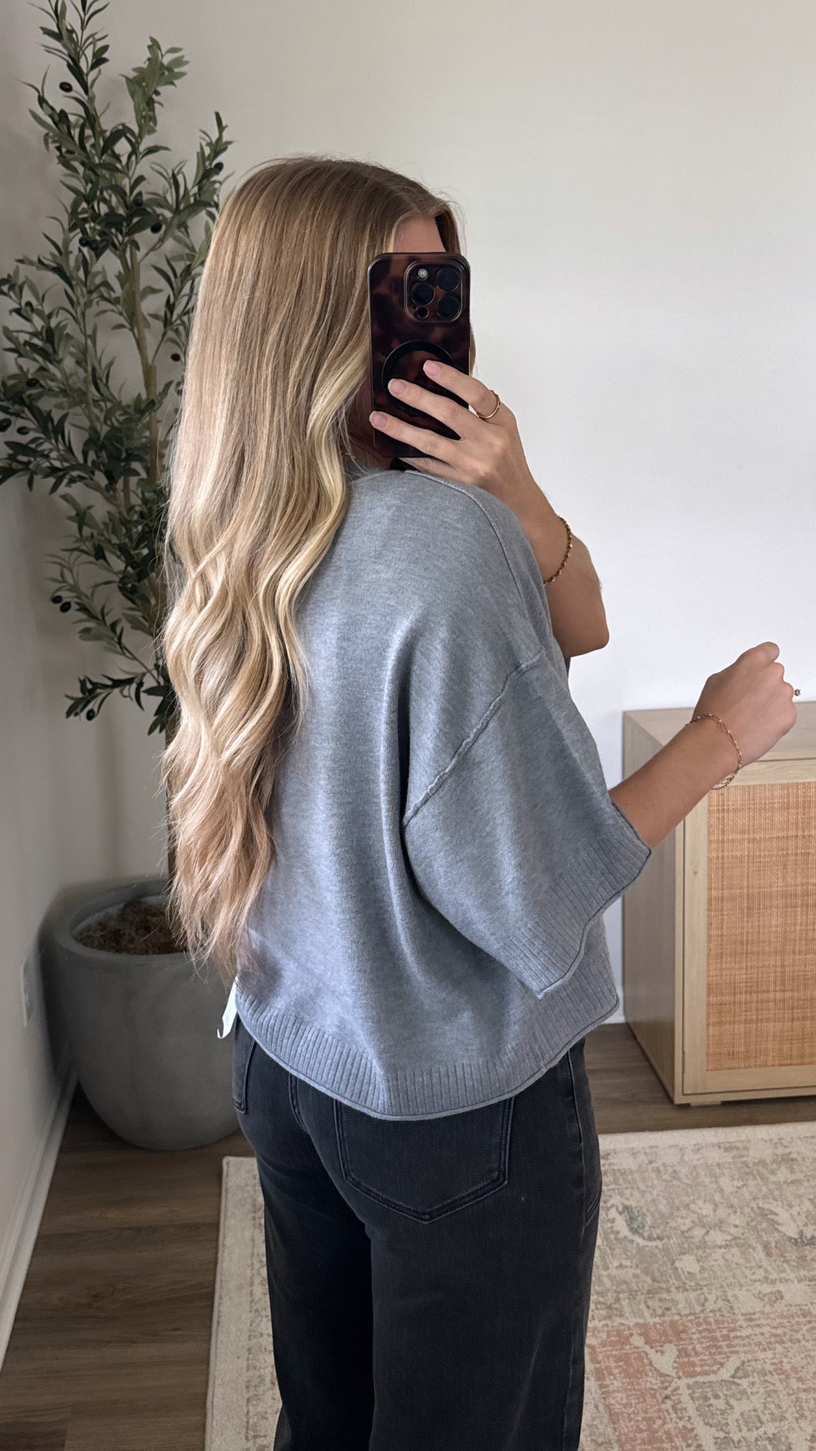 Kelli Short Sleeve Knit / Heather Grey