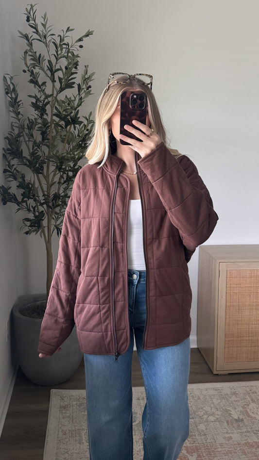 Oversized Quilted Jacket / Dark Brown
