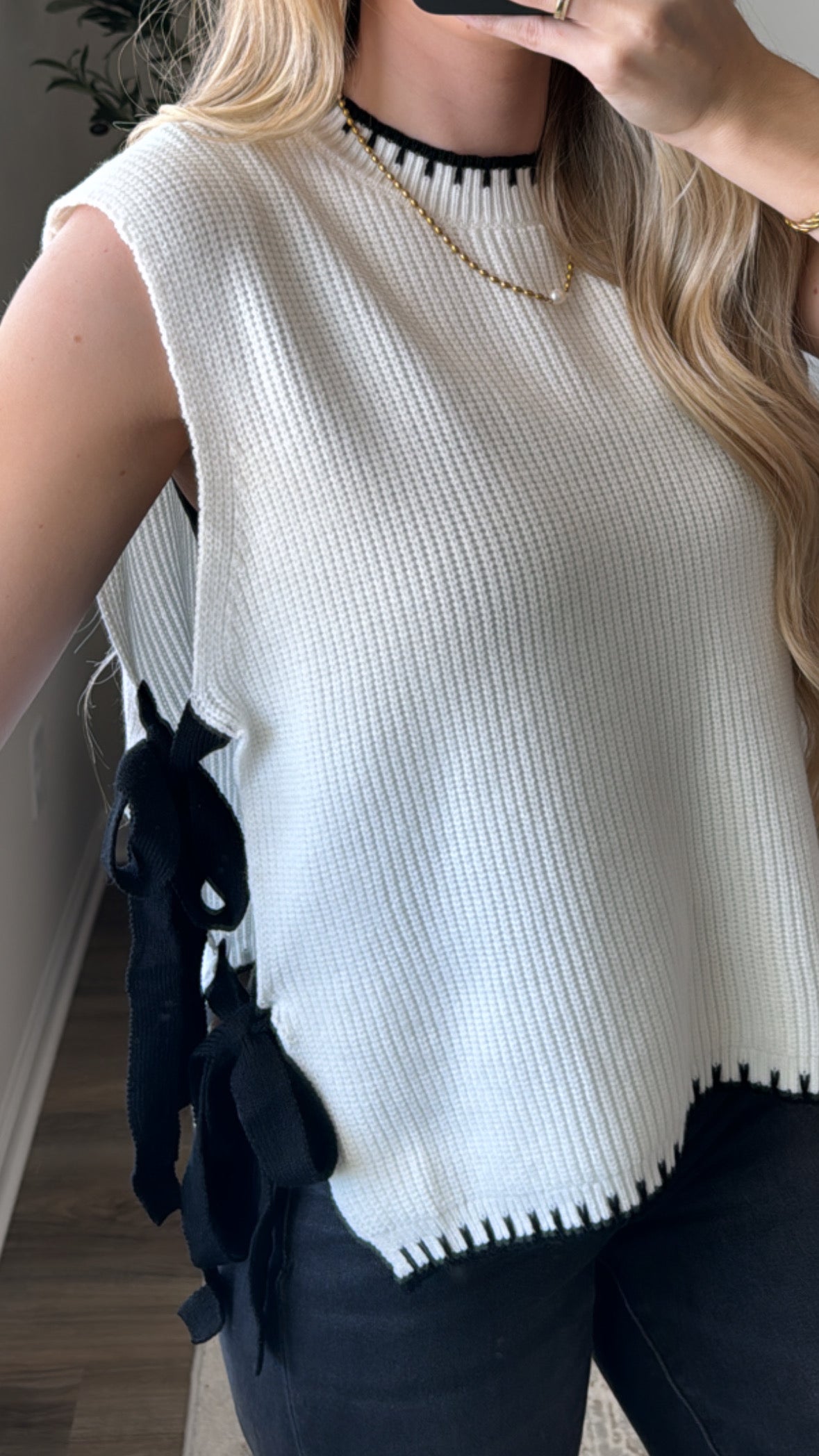 Stitched Side Tie Sweater Vest