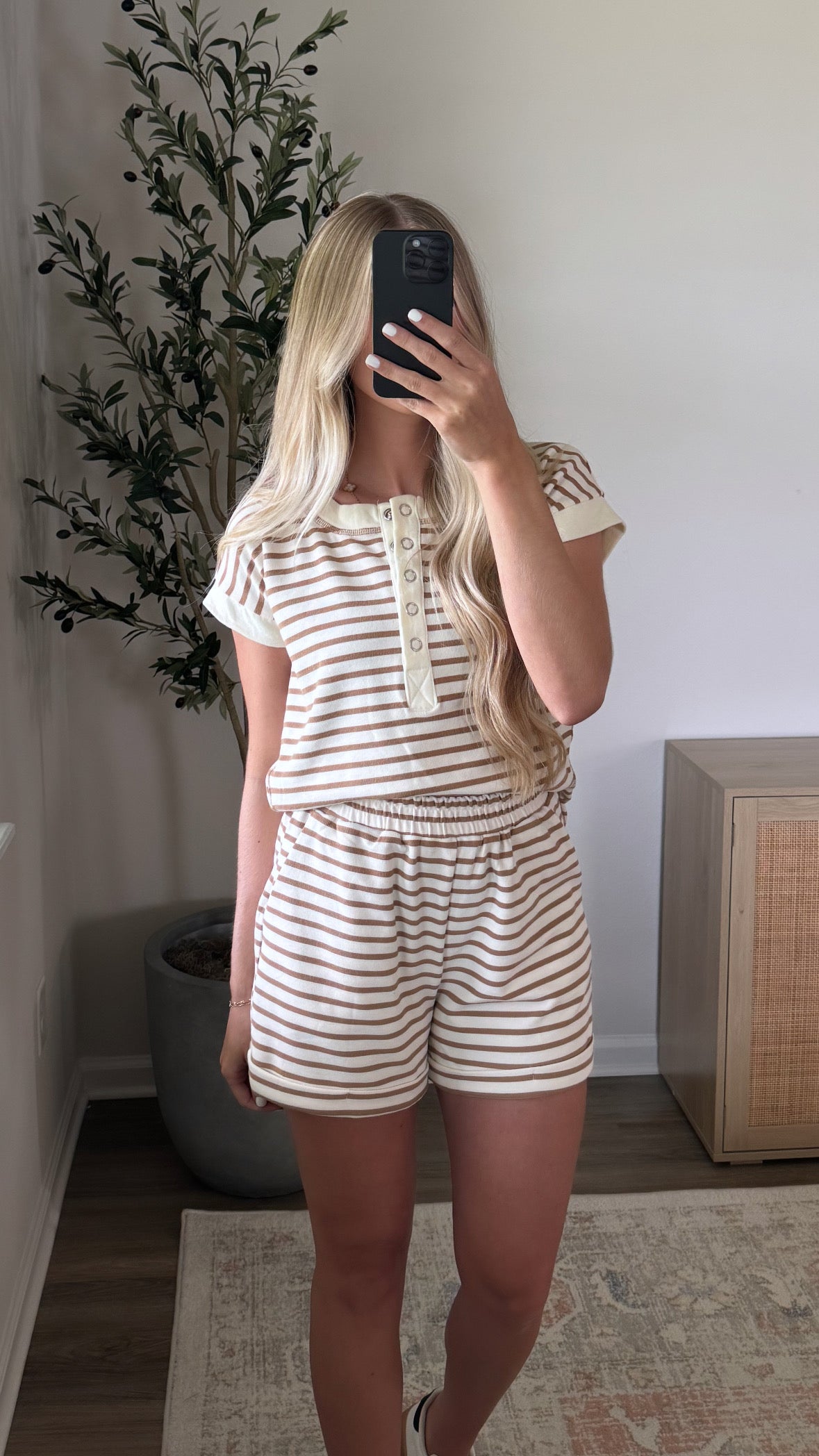 Julia Striped Shorts Set / Sand