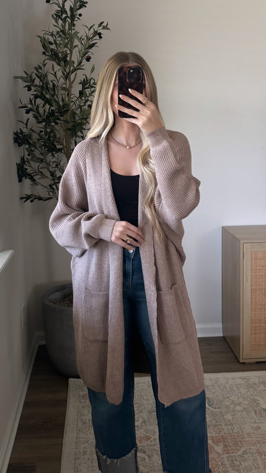 Longline Cloud Cardigan / Taupe