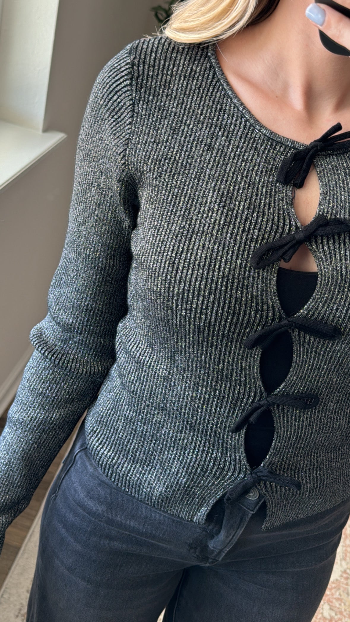 Metallic Bow Top / Black