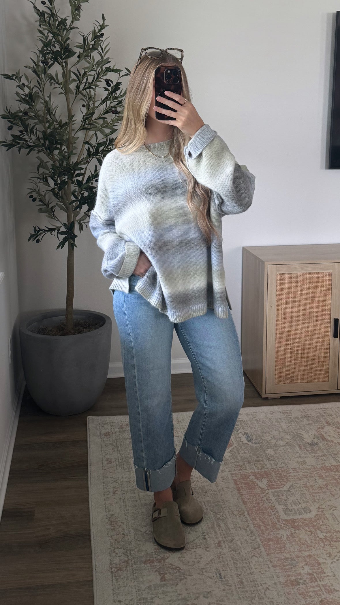 Ombre Oversized Sweater / Grey + Blue