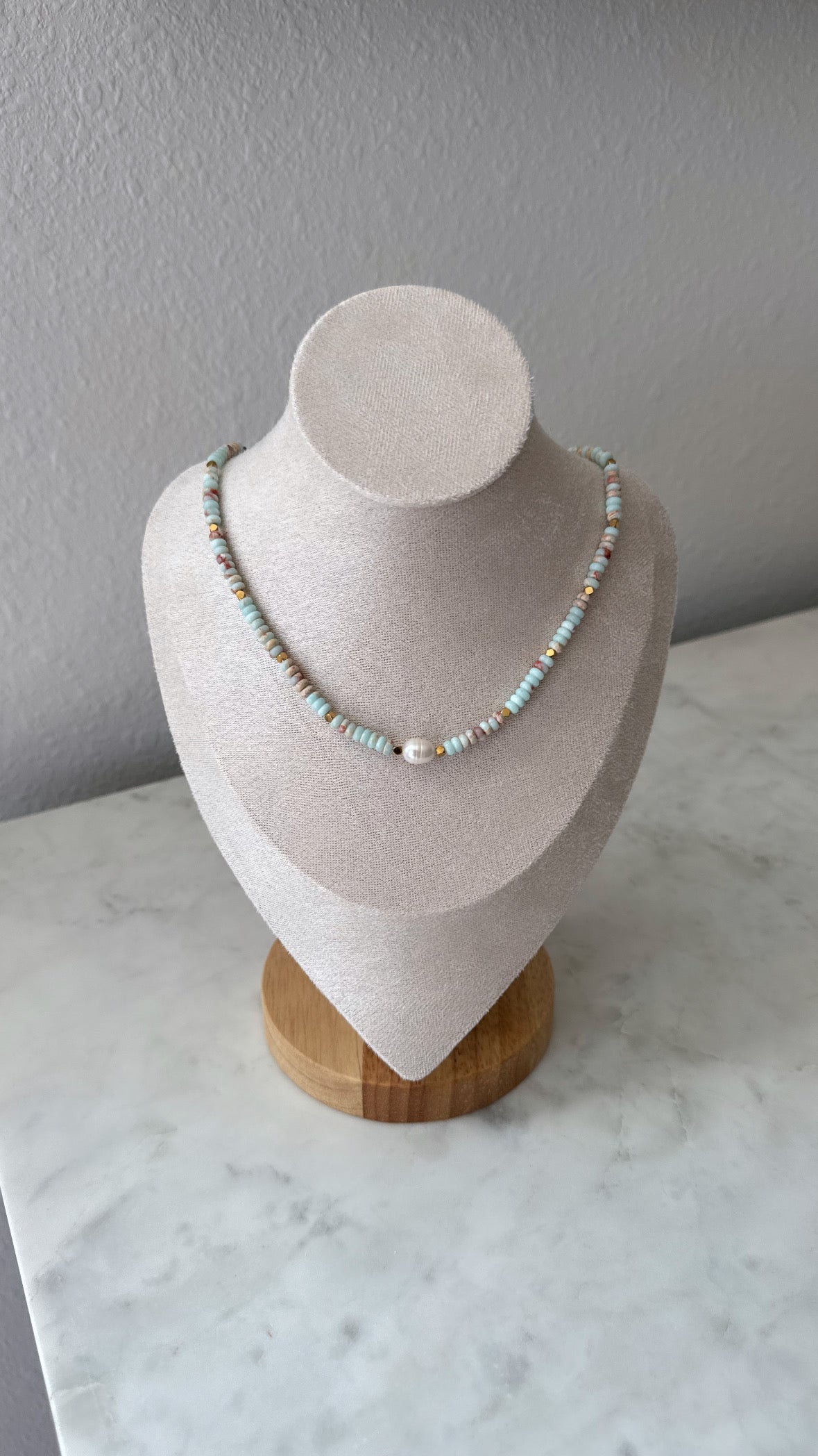 Boho Beaded Necklace / Blue