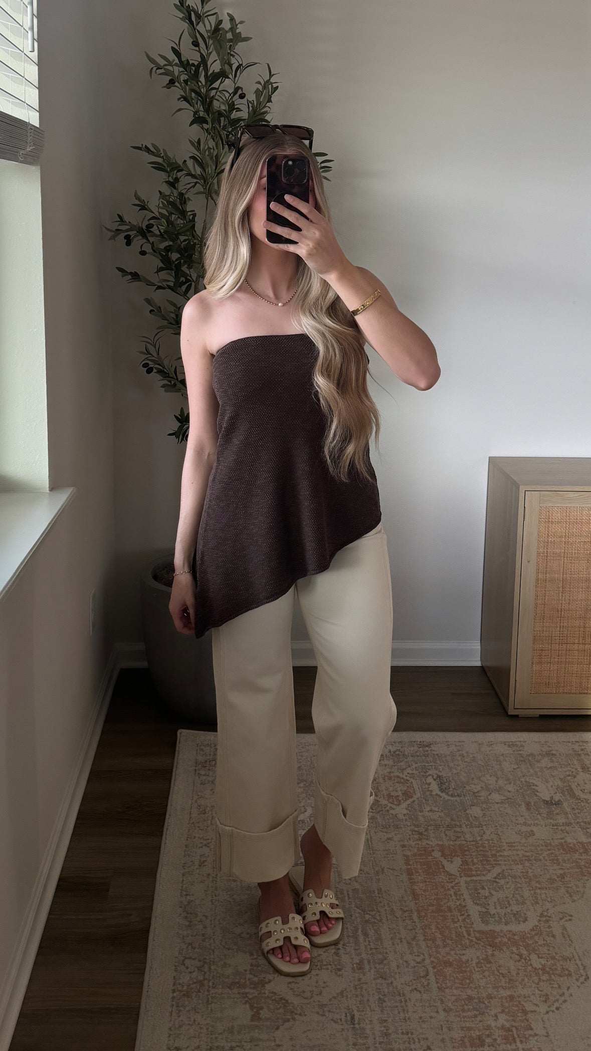 Asymmetrical Tube Top / Brown