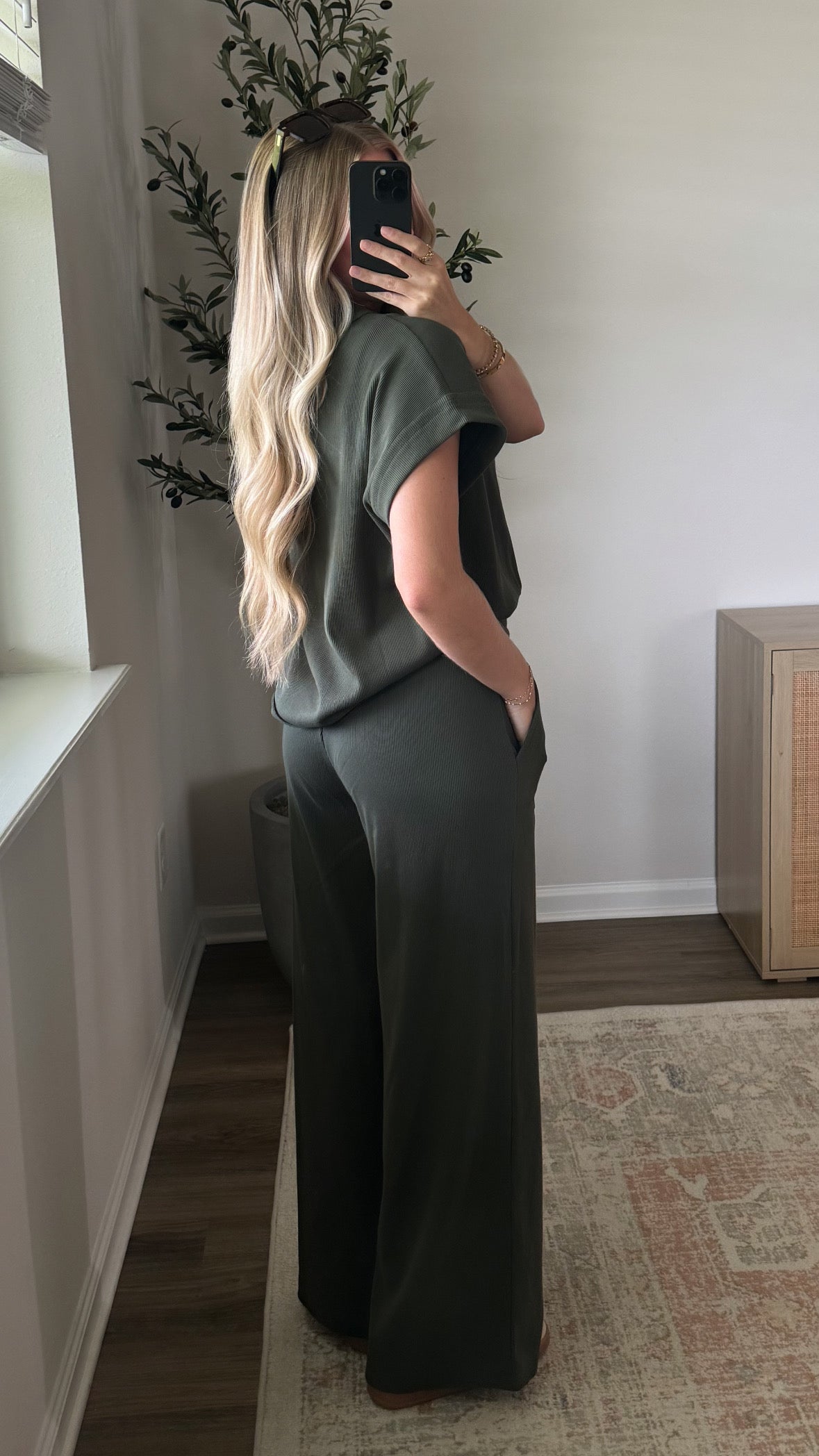 Haven Ribbed Set / Dark Olive