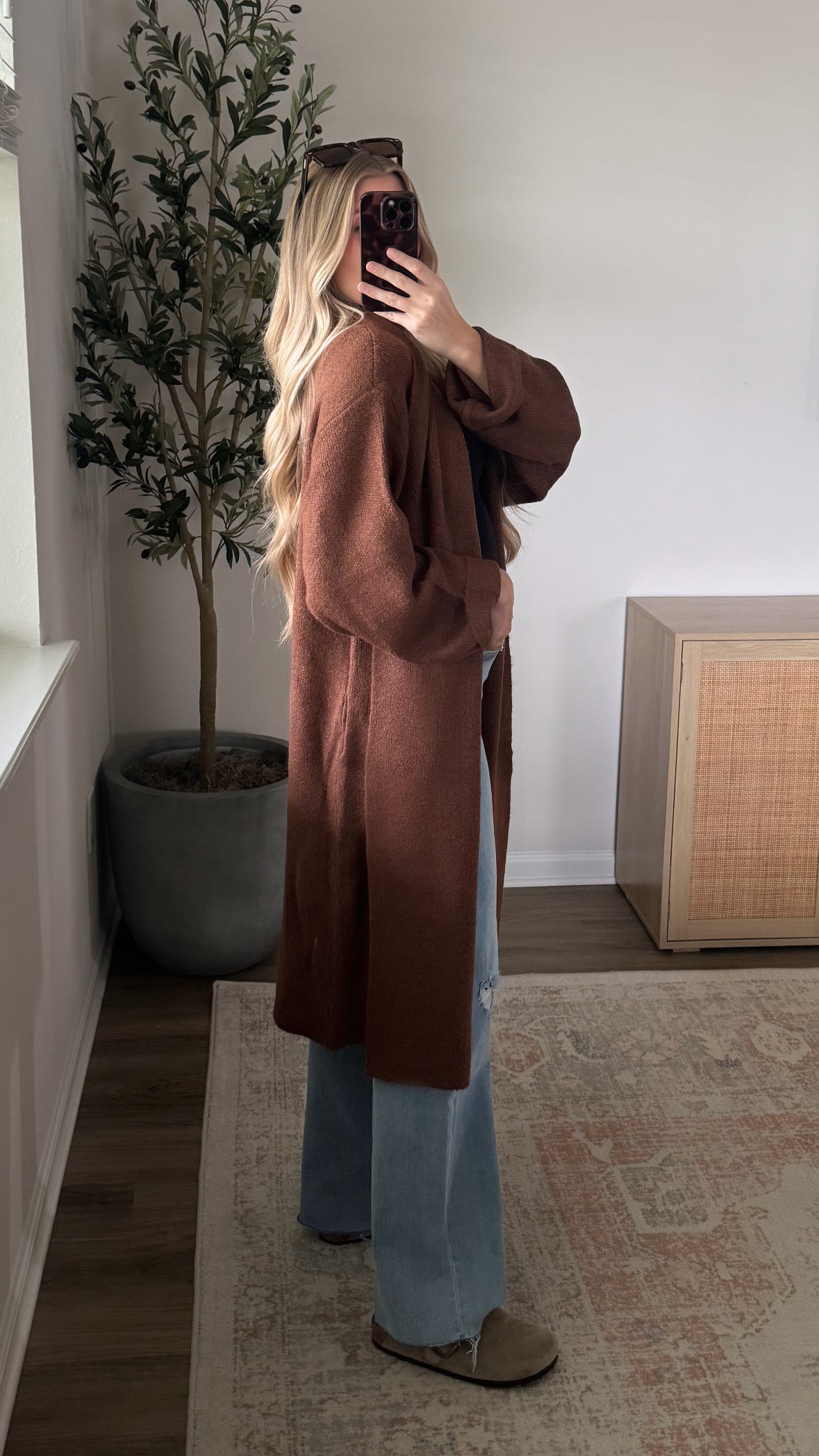Skylar Longline Cardigan / Chestnut