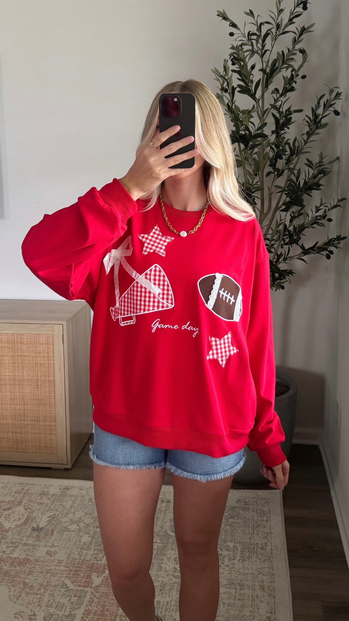 Game Day Patchwork Pullover / Red