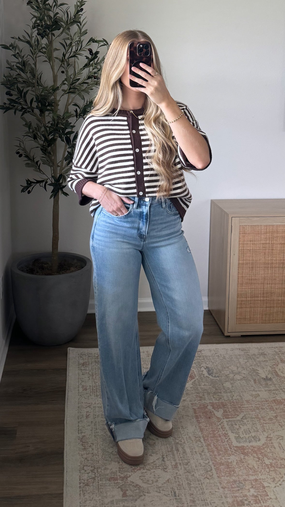 Isabella Wide Leg Cuffed Denim / Light Wash