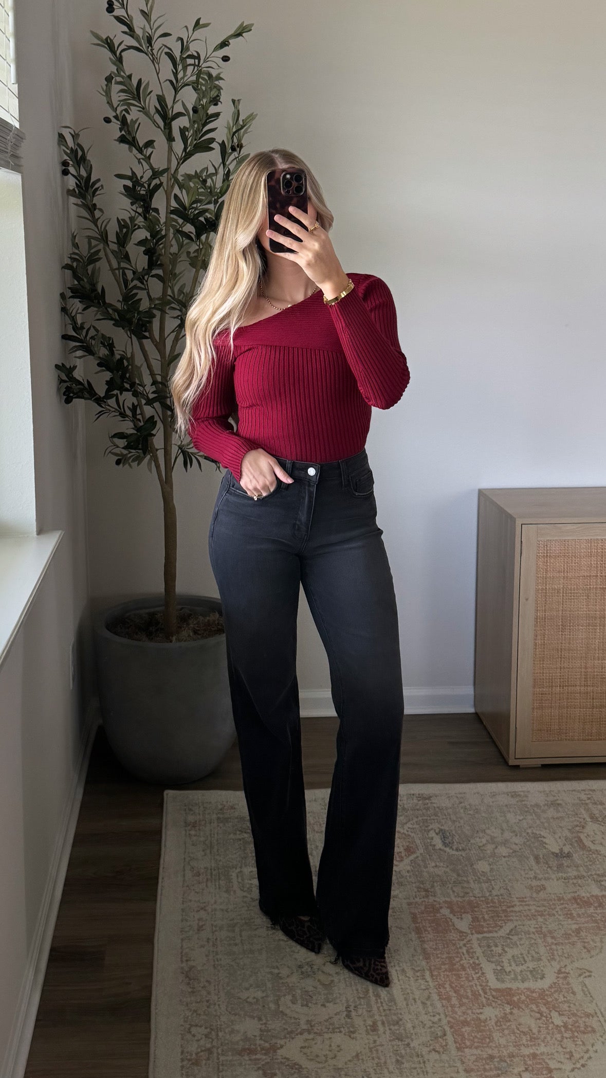 One Shoulder Knit Top / Ruby
