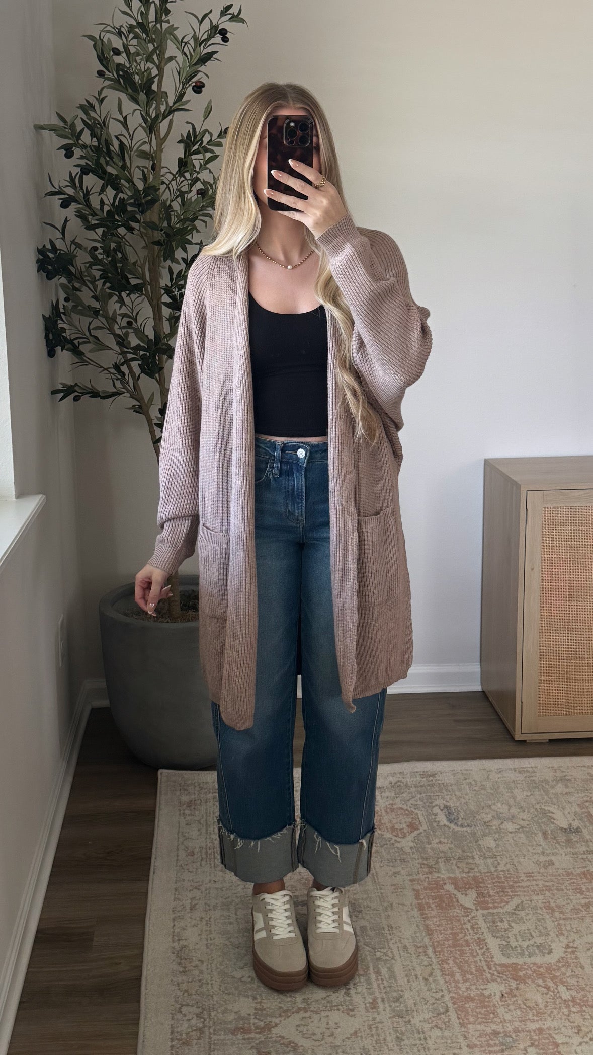 Longline Cloud Cardigan / Taupe