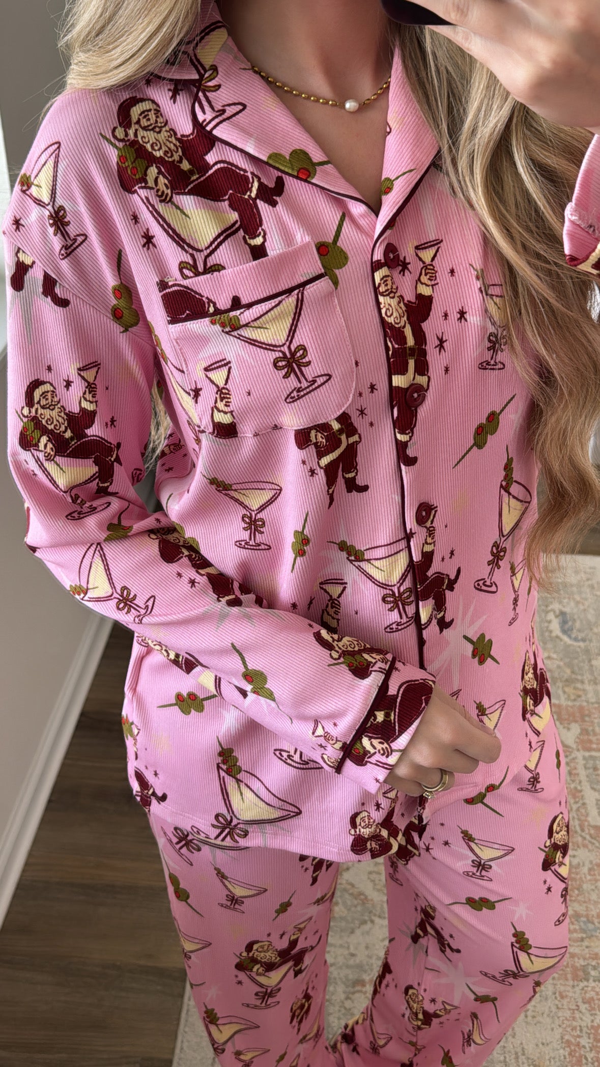 Tipsy Santa Pajama Set / Pink