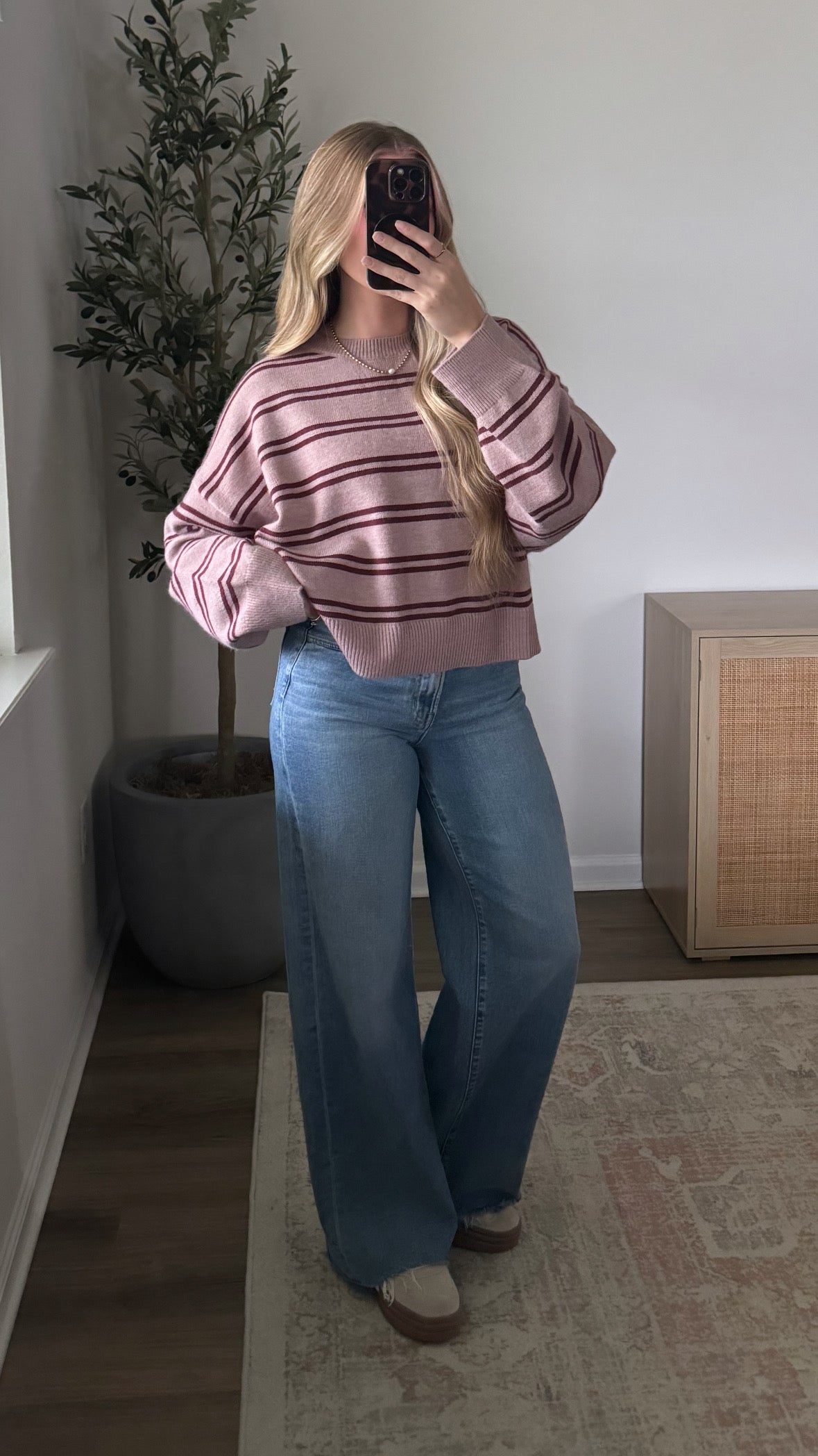 Rosie Striped Sweater / Mauve + Burgundy