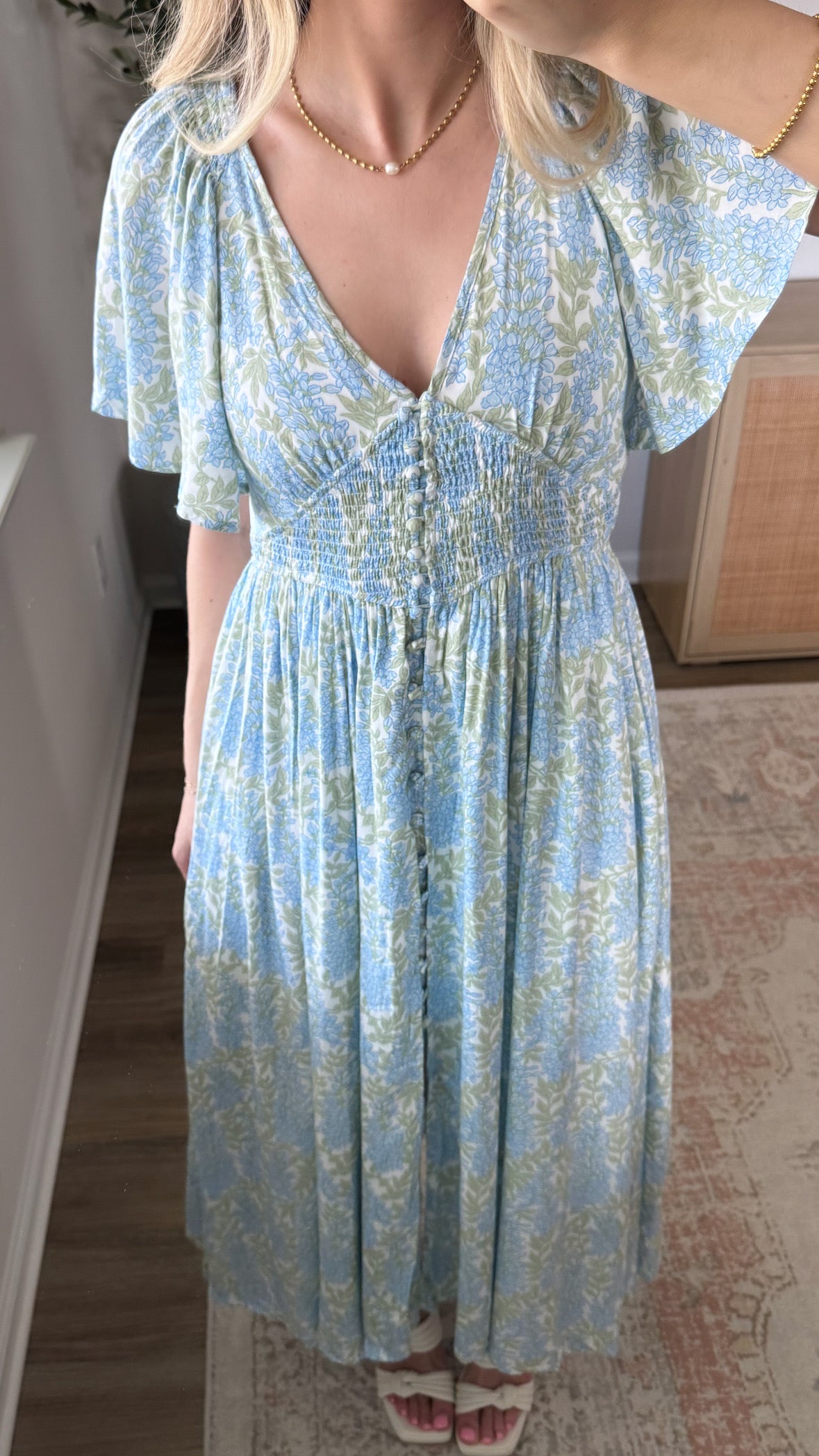 Morning Blossom Maxi Dress / Blue