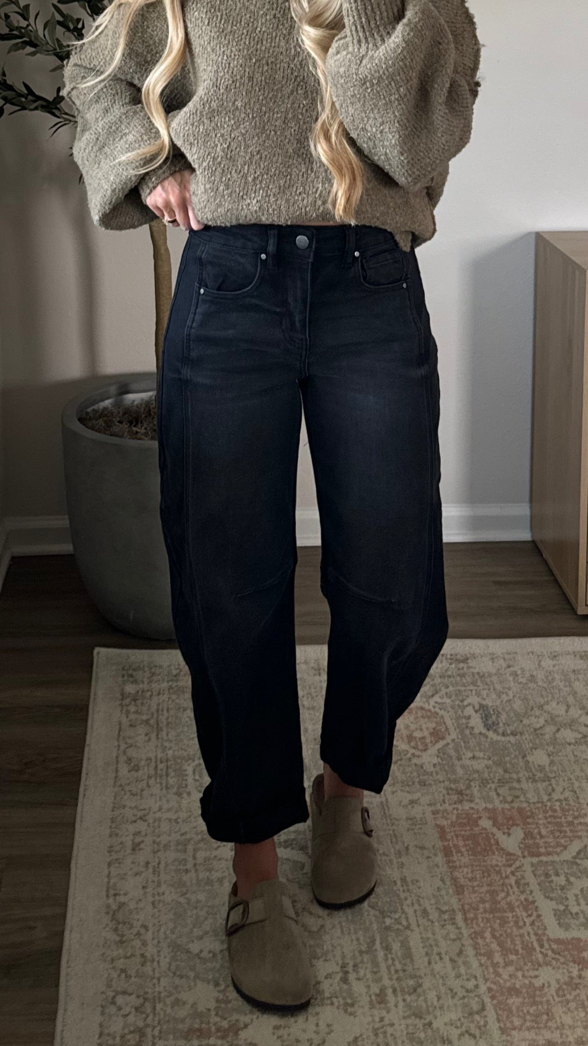 Bri Comfort Barrel Denim / Black