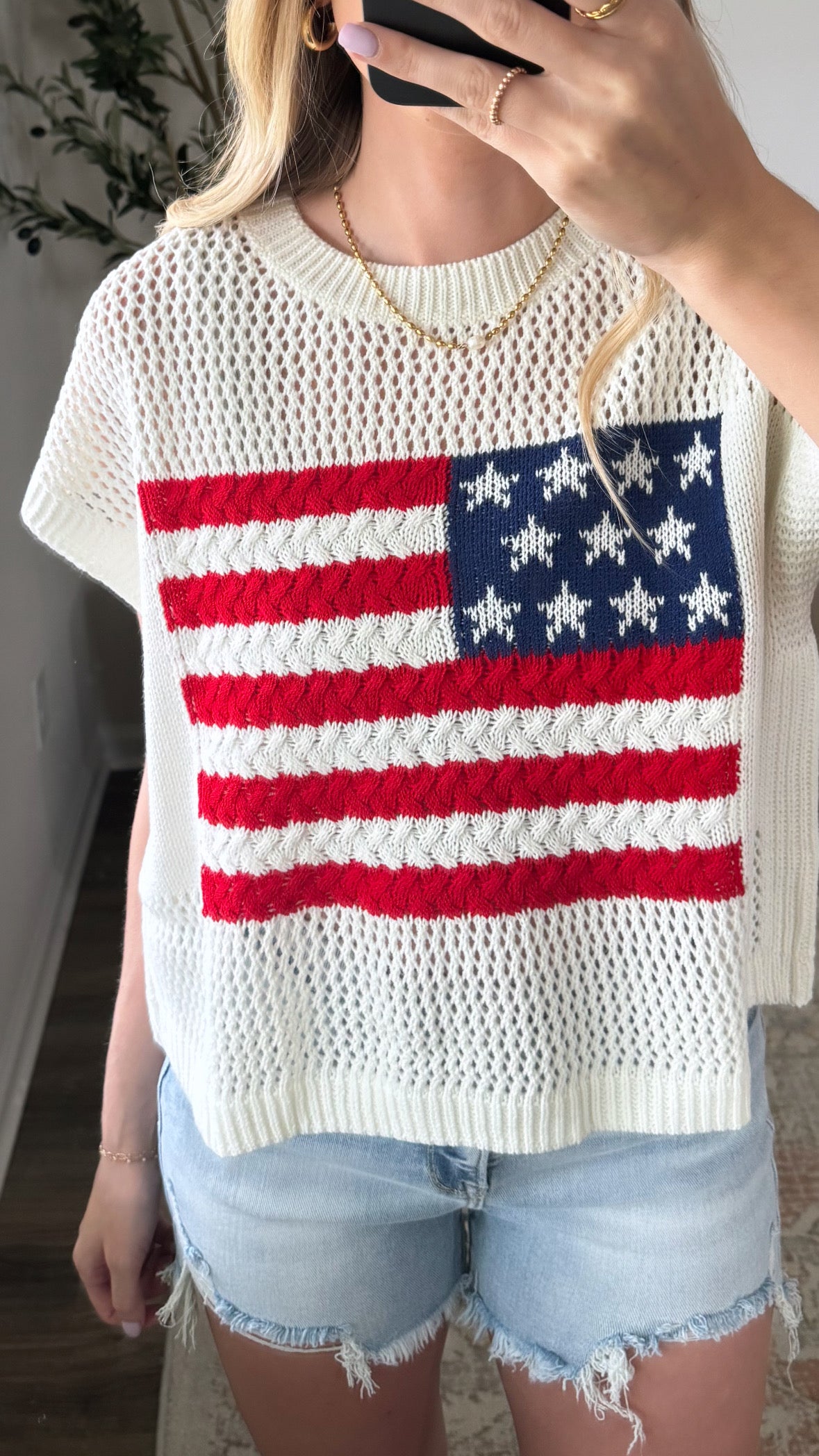 Sleeveless Flag Top / White