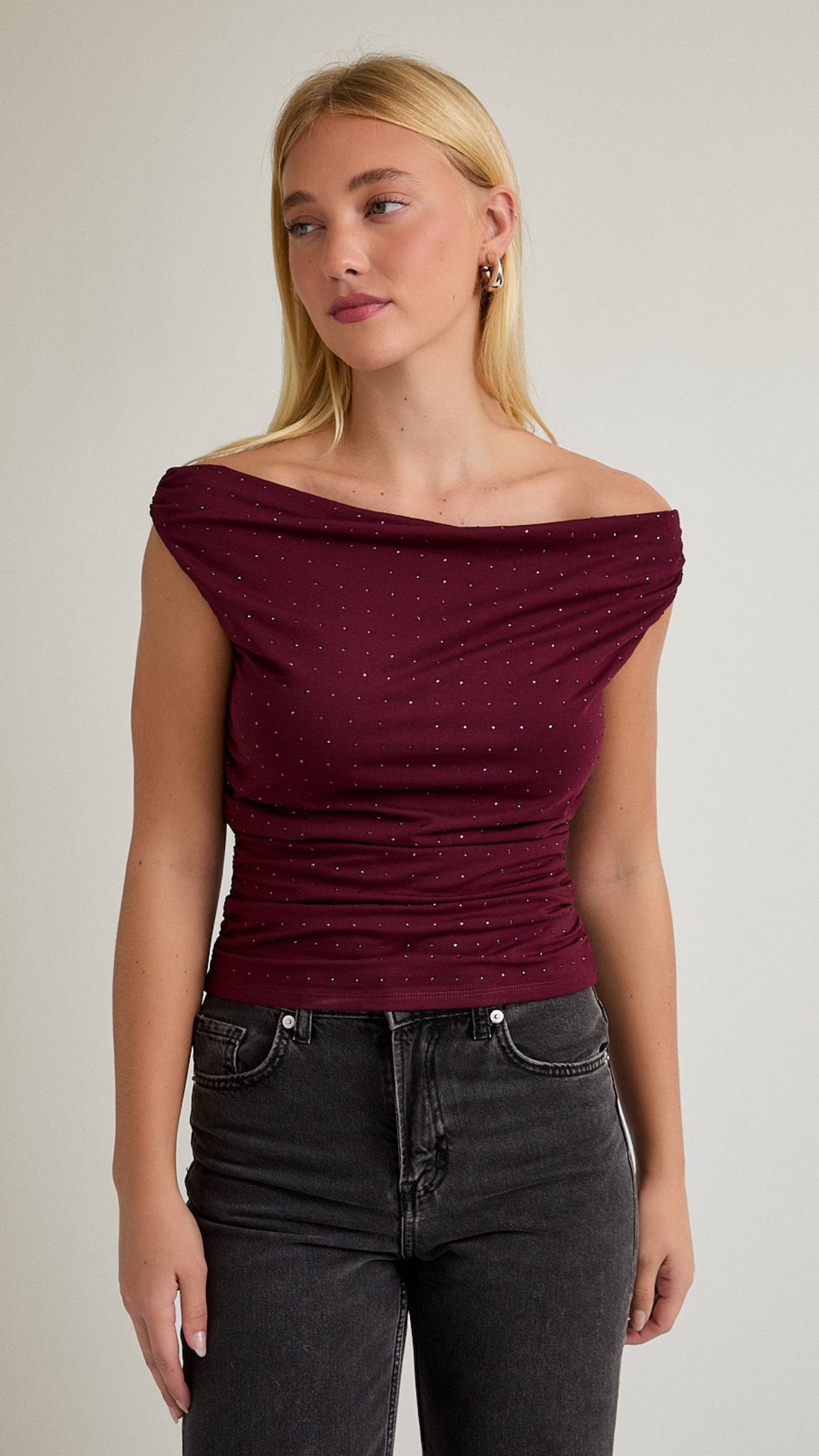 Rhinestone Top / Burgundy