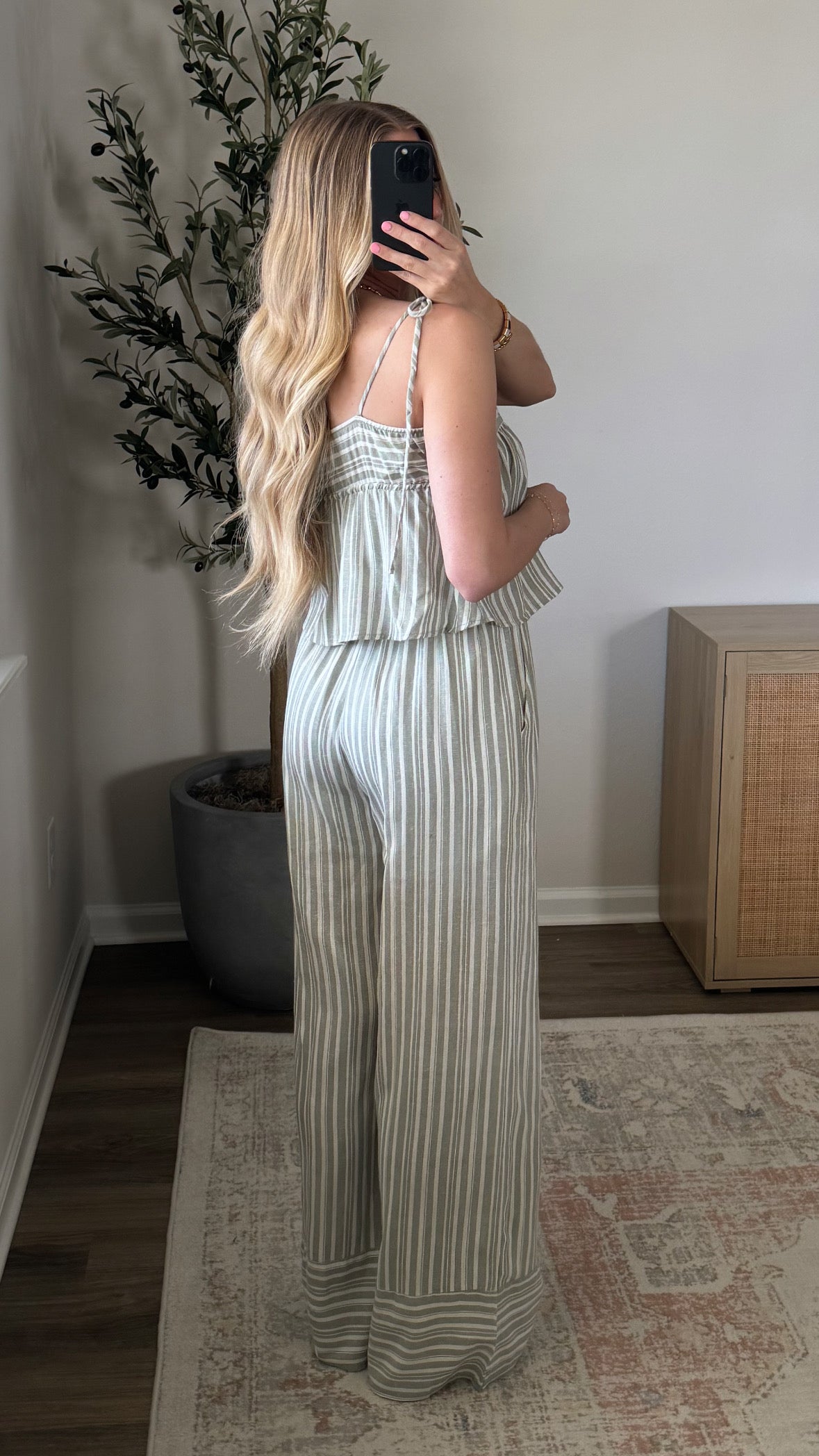 Jenni Striped Jumpsuit / Sage