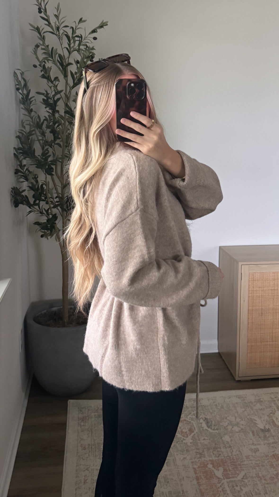 Knit Tie Cardigan / Taupe