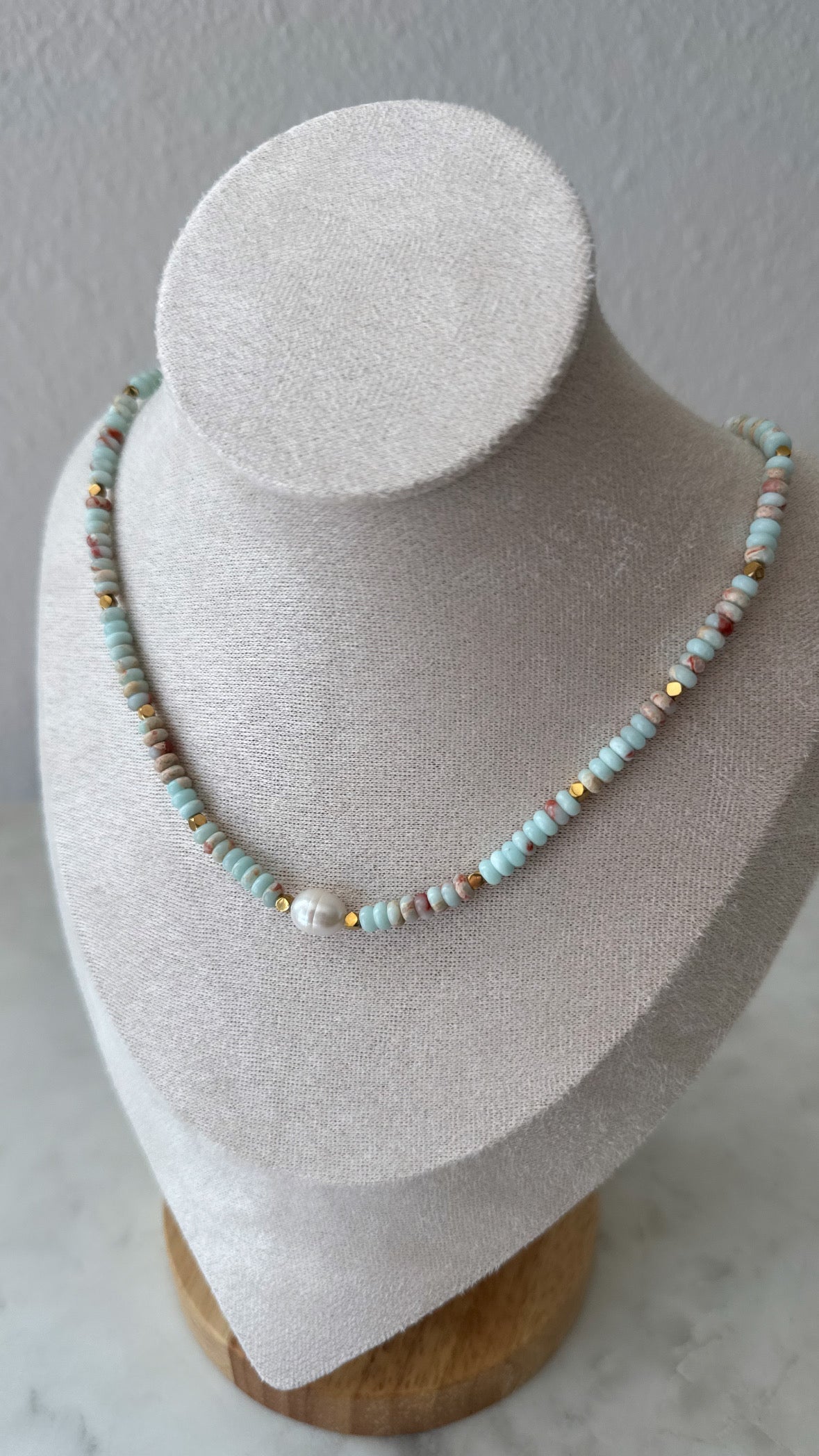 Boho Beaded Necklace / Blue