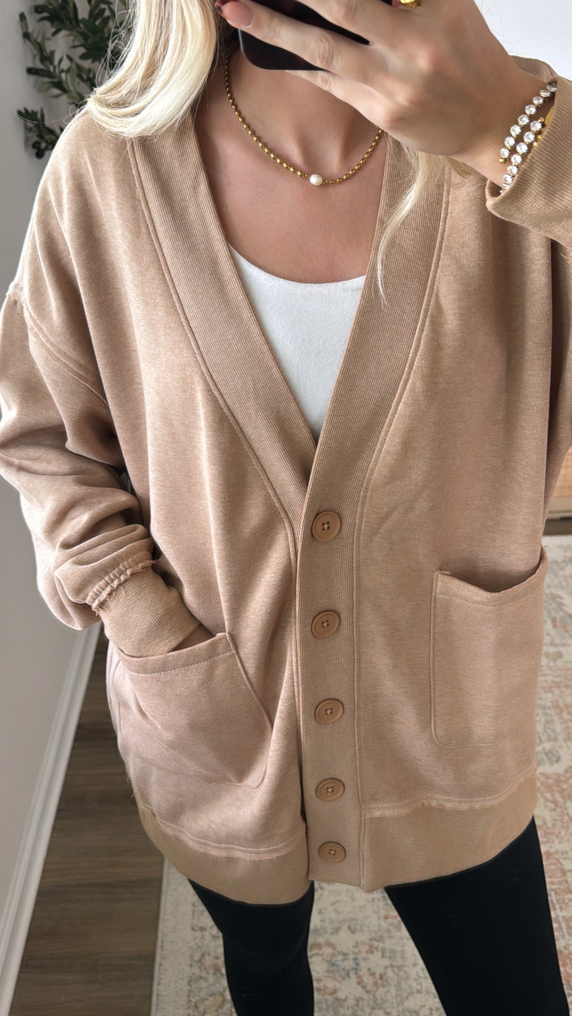 Button Down Cardigan / Biscotti