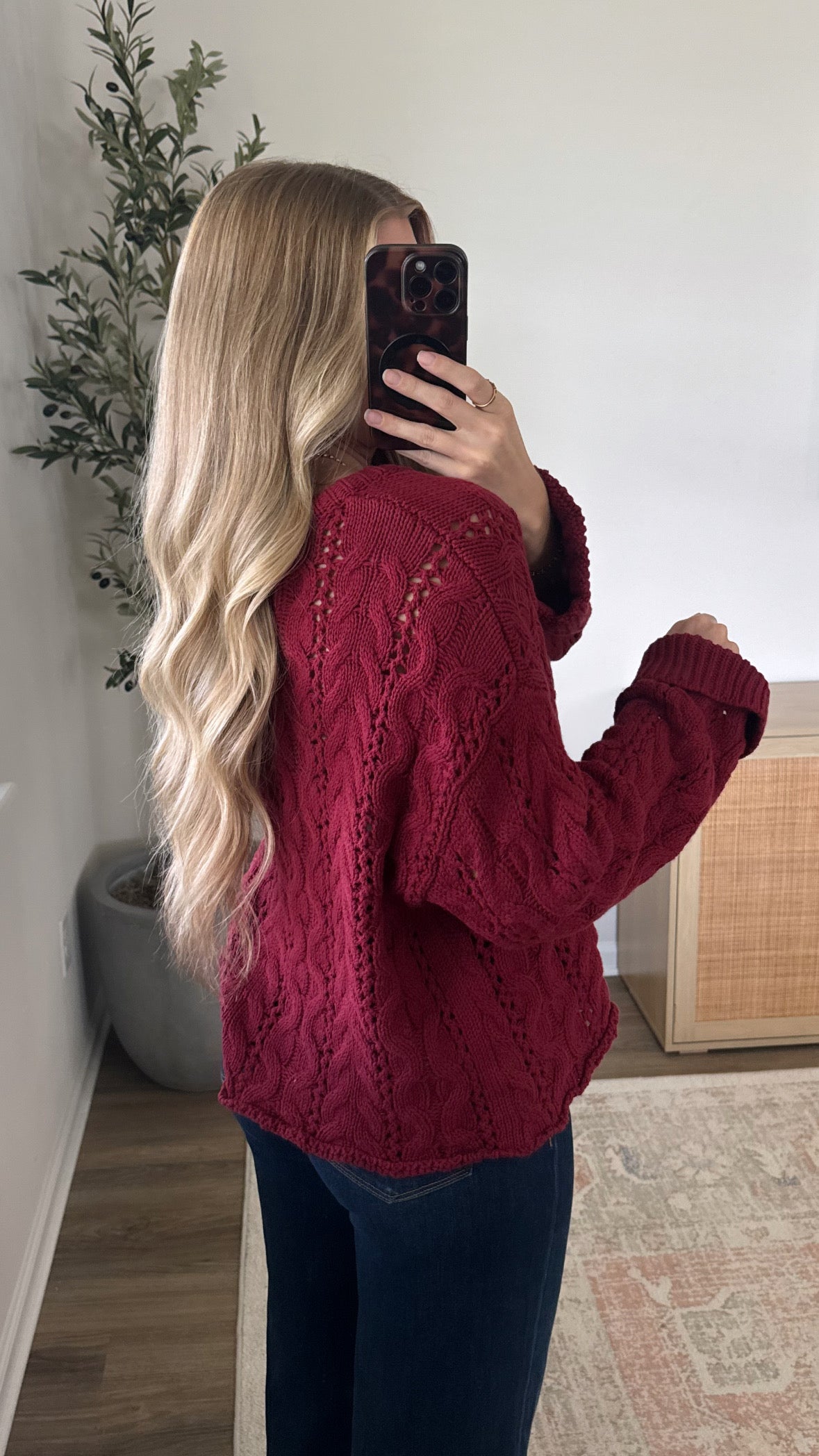 Laci Cable Knit Sweater / Burgundy
