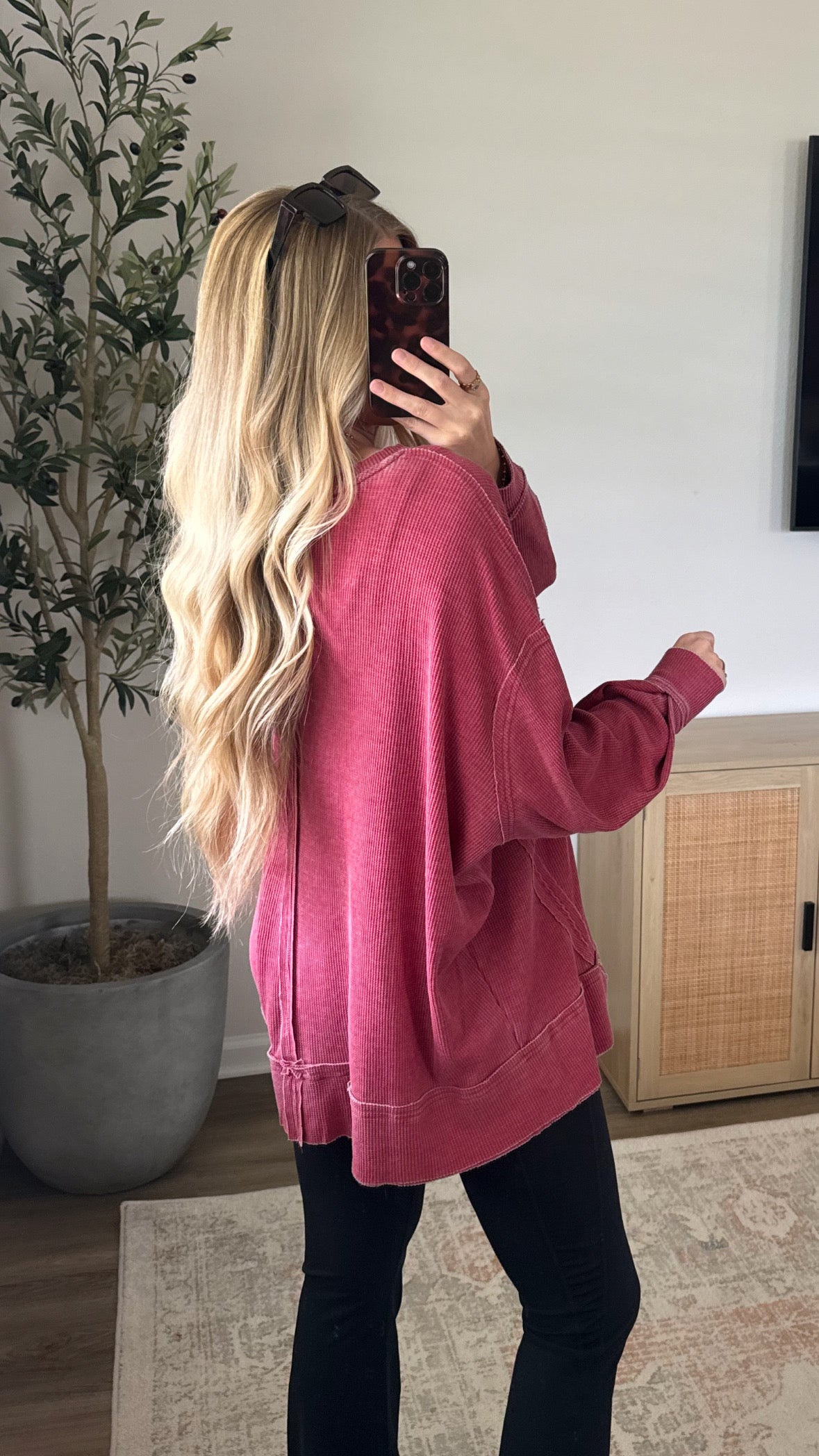 Oversized Long Sleeve / Washed Red