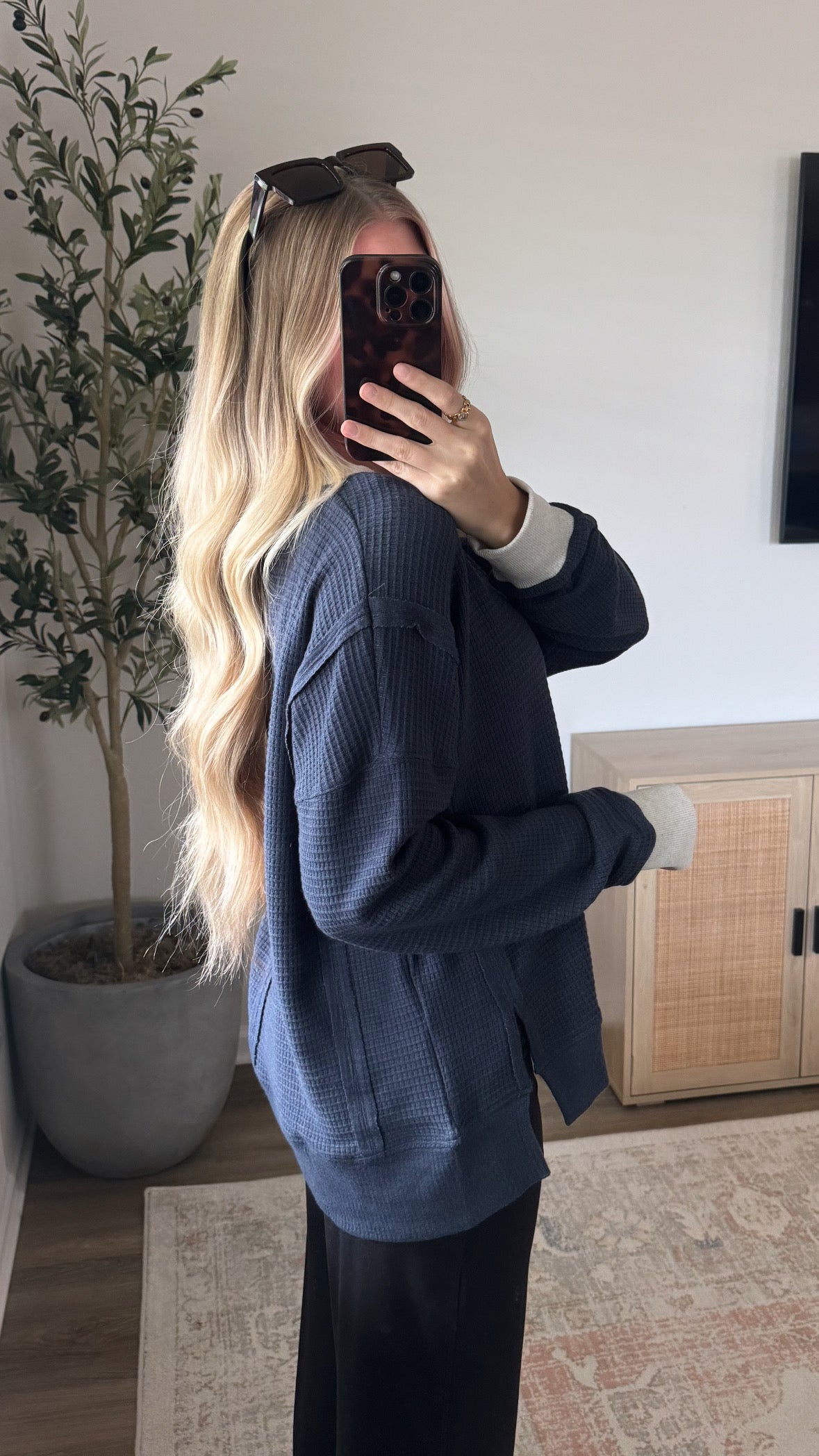 Brushed Thermal Pullover / Navy Blue