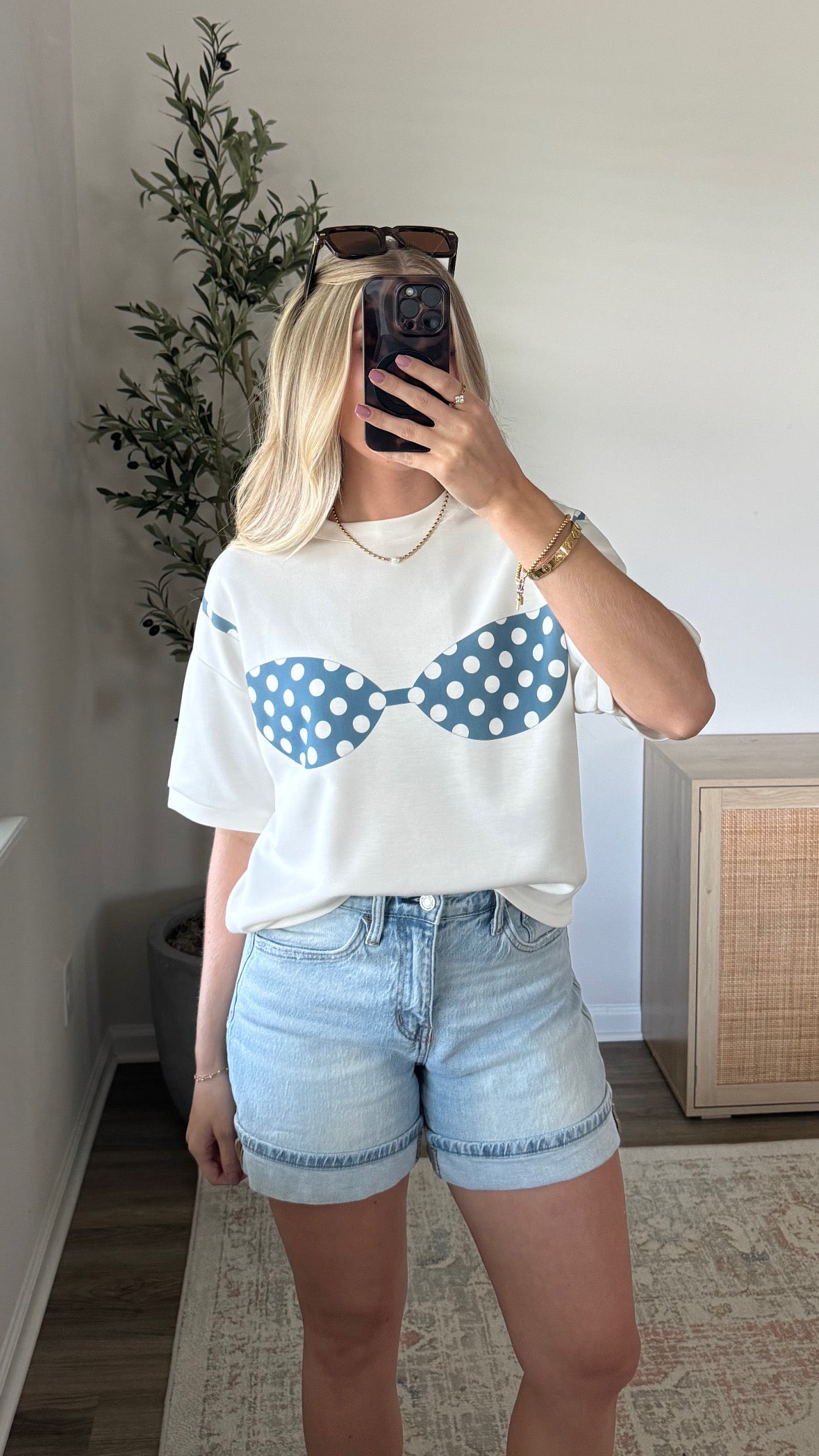 Polka Dot Bikini Tee / Blue