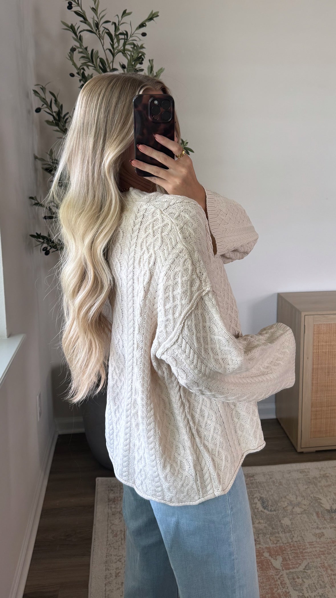 Blakely Cable Knit Cardigan / Cream