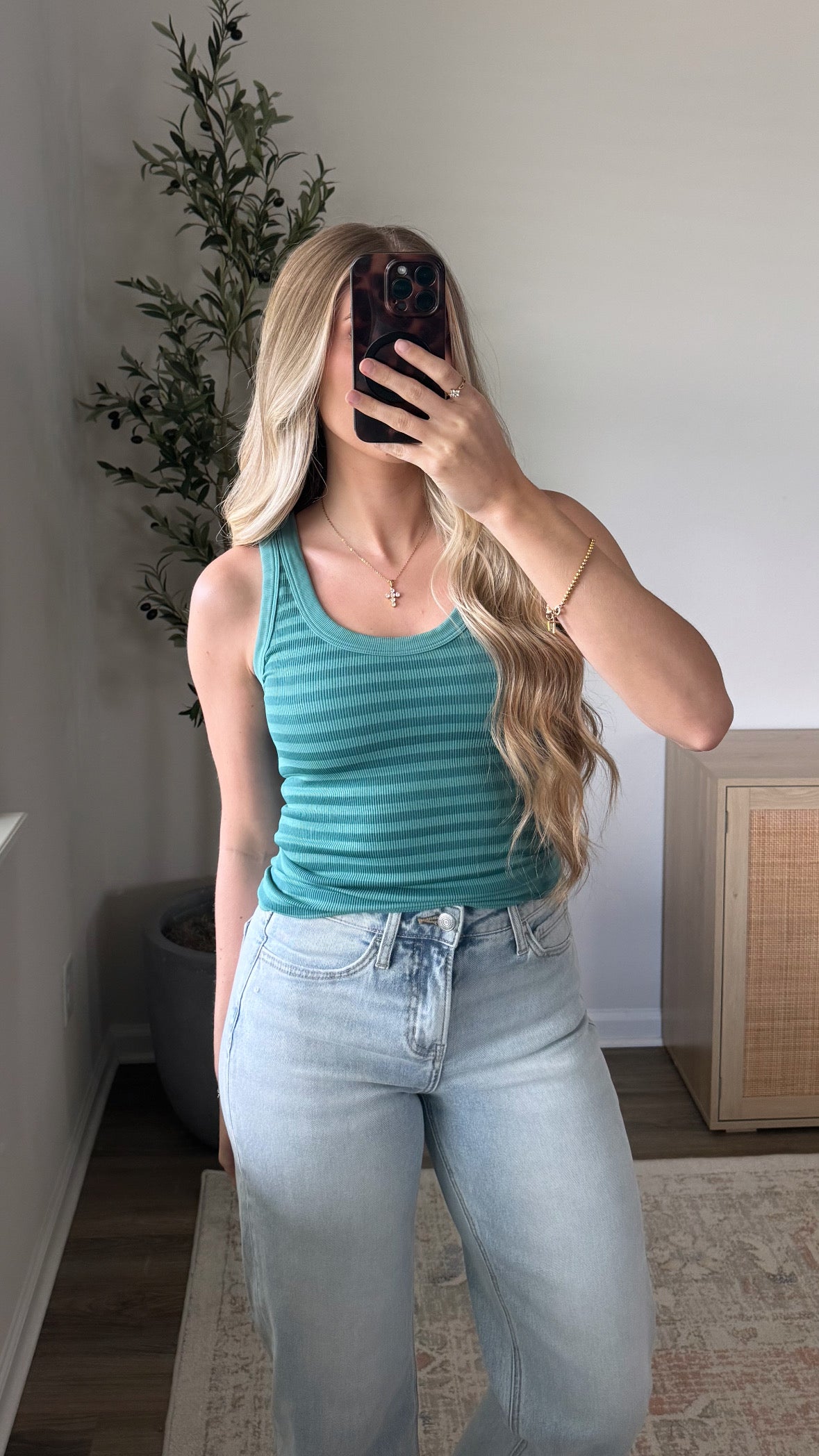 Beachside Striped Tank / Green