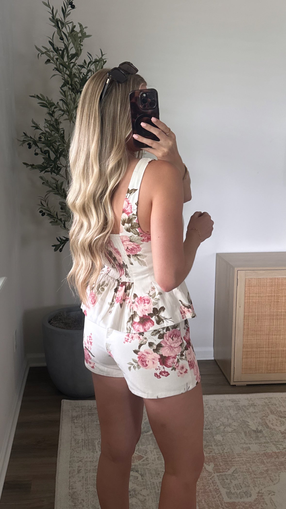 Floral Peplum Shorts Set