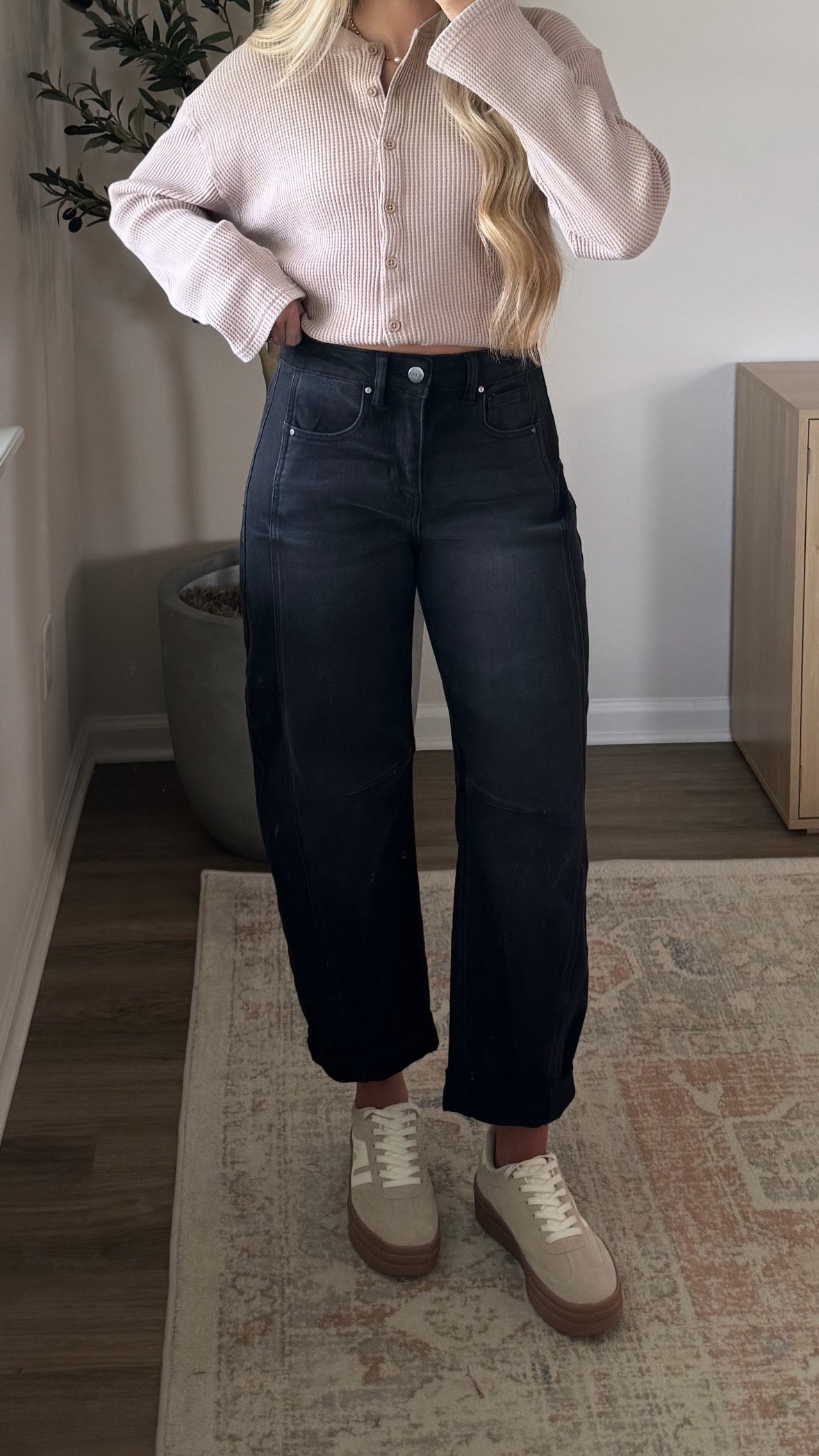 Bri Comfort Barrel Denim / Black