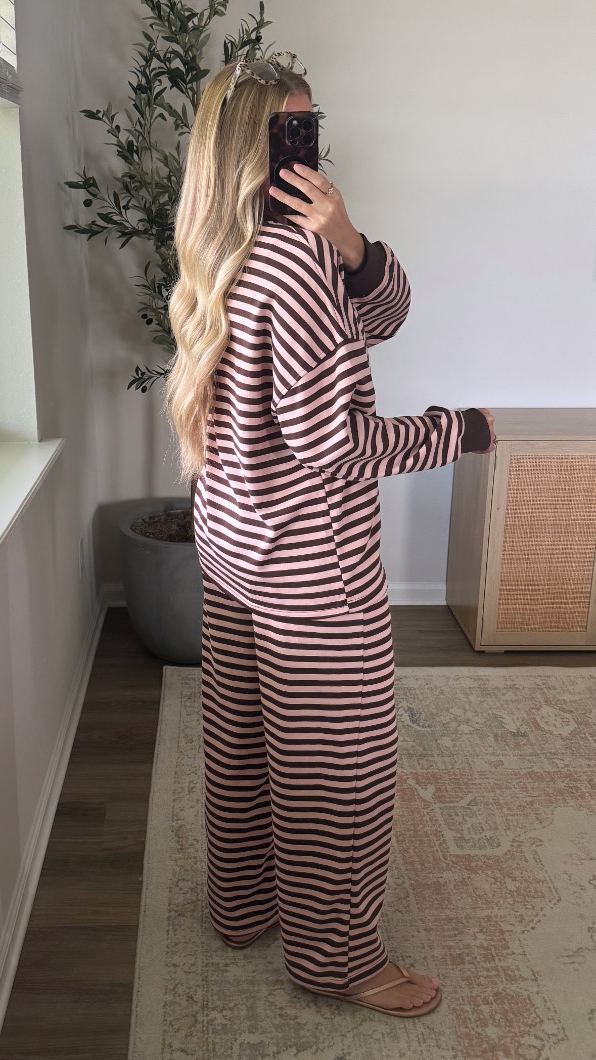 Pink Truffle Striped Sweatpants Set
