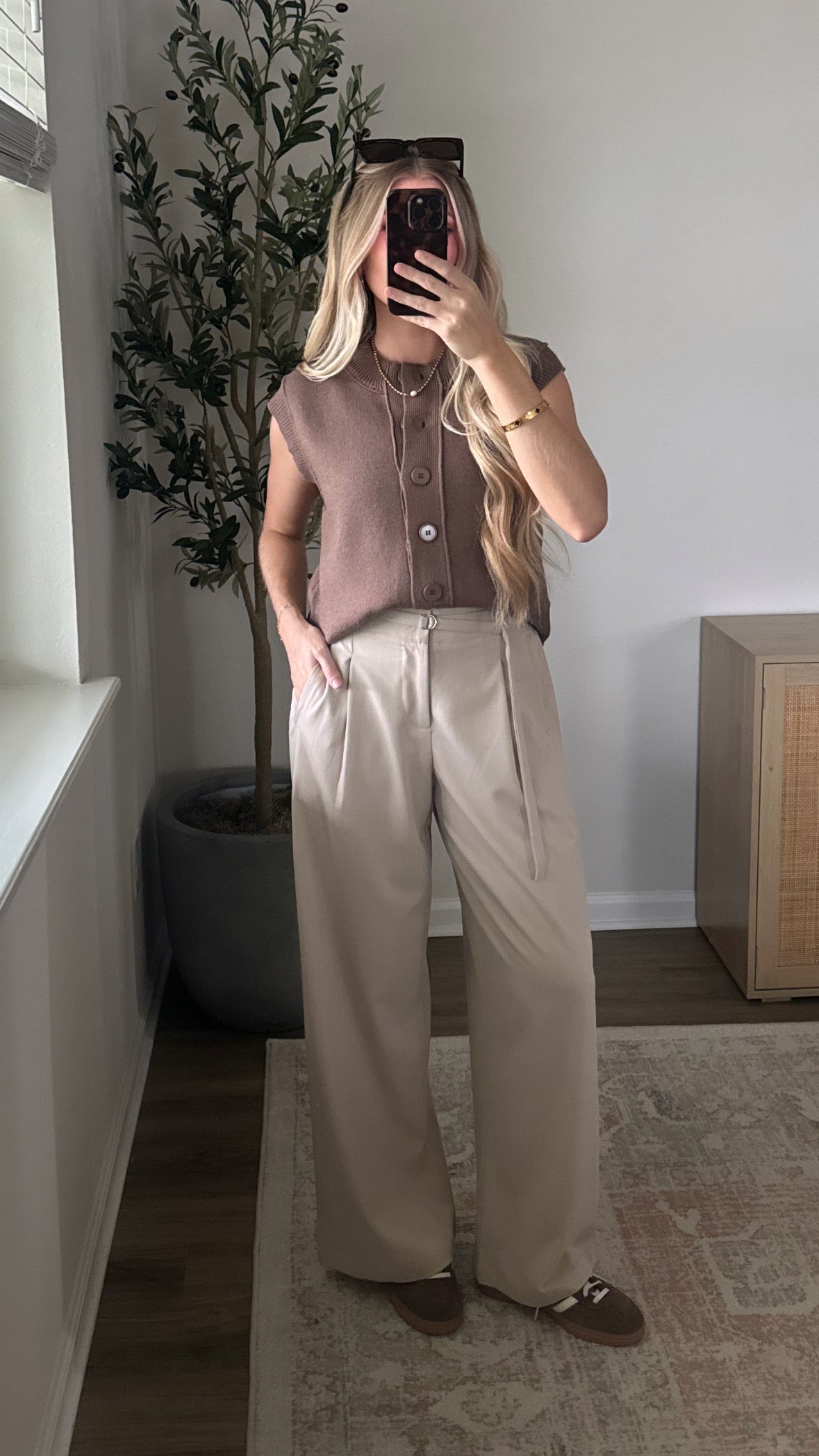 Wide Leg Trouser / Beige
