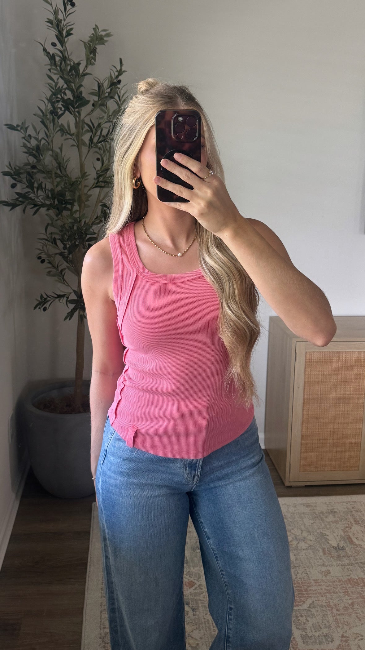 Mineral Washed Tank / Light Pink