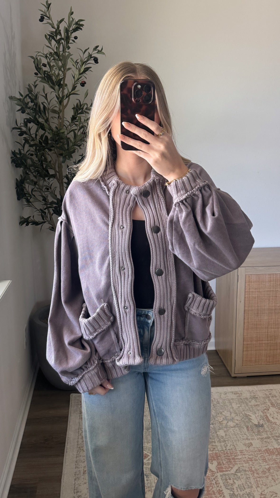 Ella Button Down Cardigan / Vintage Grey