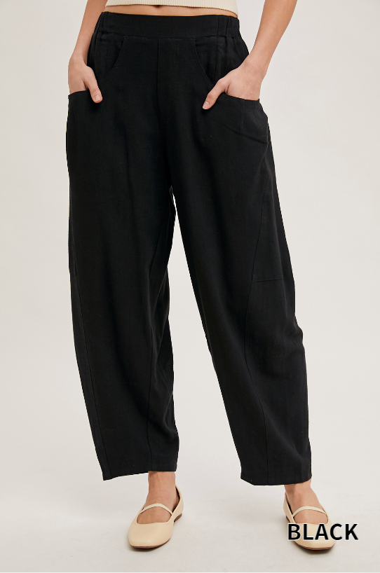 3 Colors / Linen Barrel Pants
